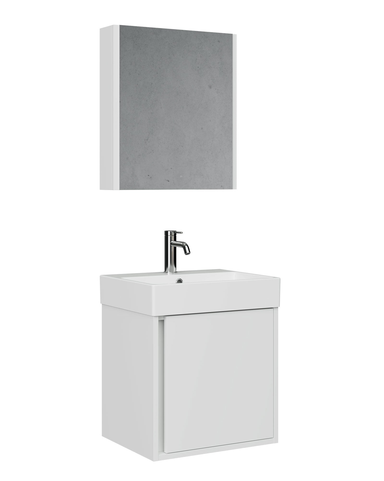Vasa Kapaklı 50 Cm Beyaz Lavabo Dolabı Üçlü Set