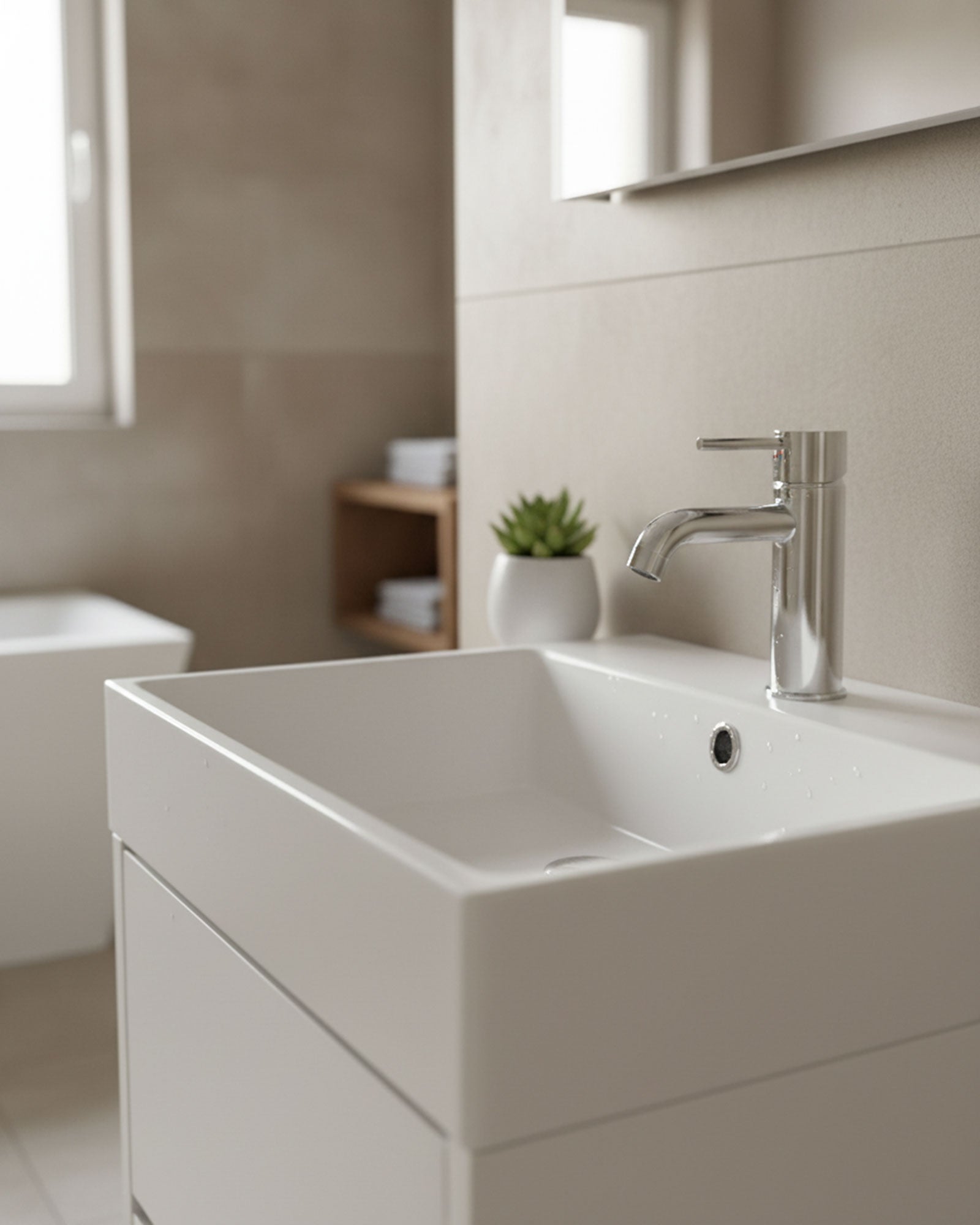 Vasa Kapaklı 50 Cm Beyaz Lavabo Dolabı Üçlü Set