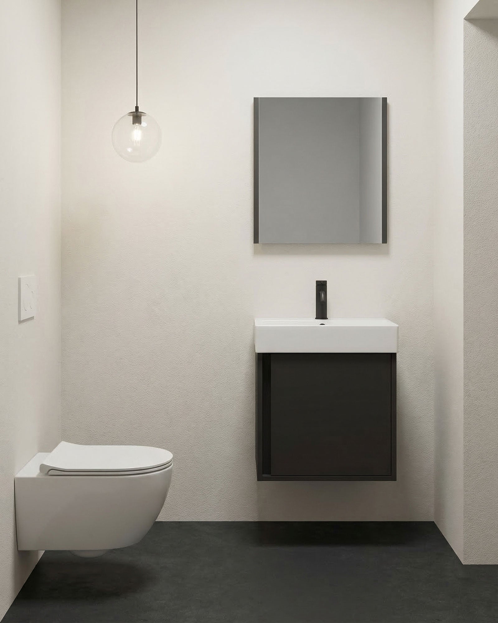 Vasa Kapaklı 50 Cm Antrasit LAvabo Dolabı Üçlü Set