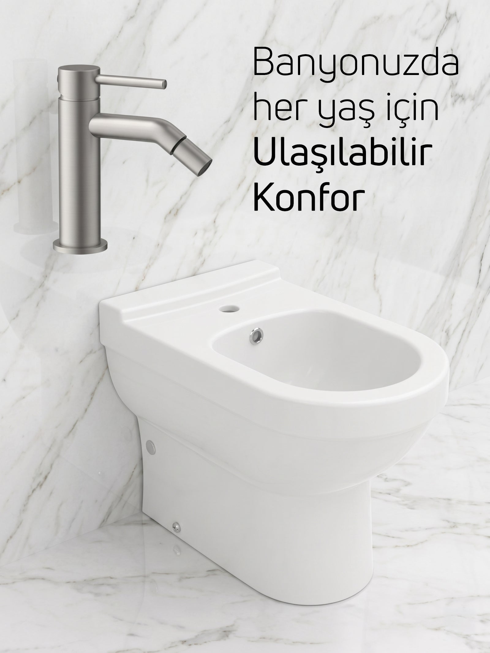 Vitroya Duvara Dayalı Bide ve Armatür Seti