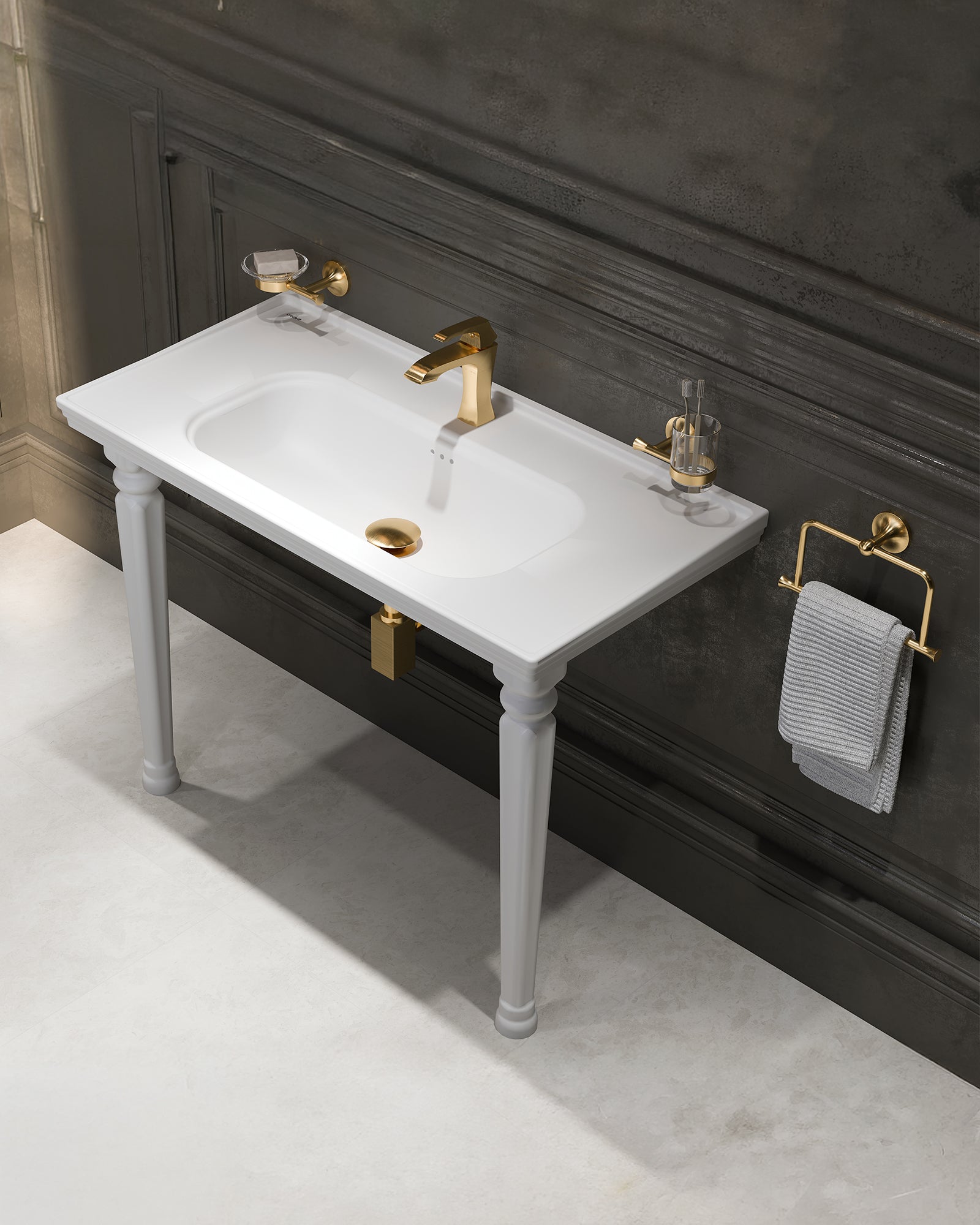 Antik Dolap Uyumlu 100 Cm Lavabo ve Ayak Seti