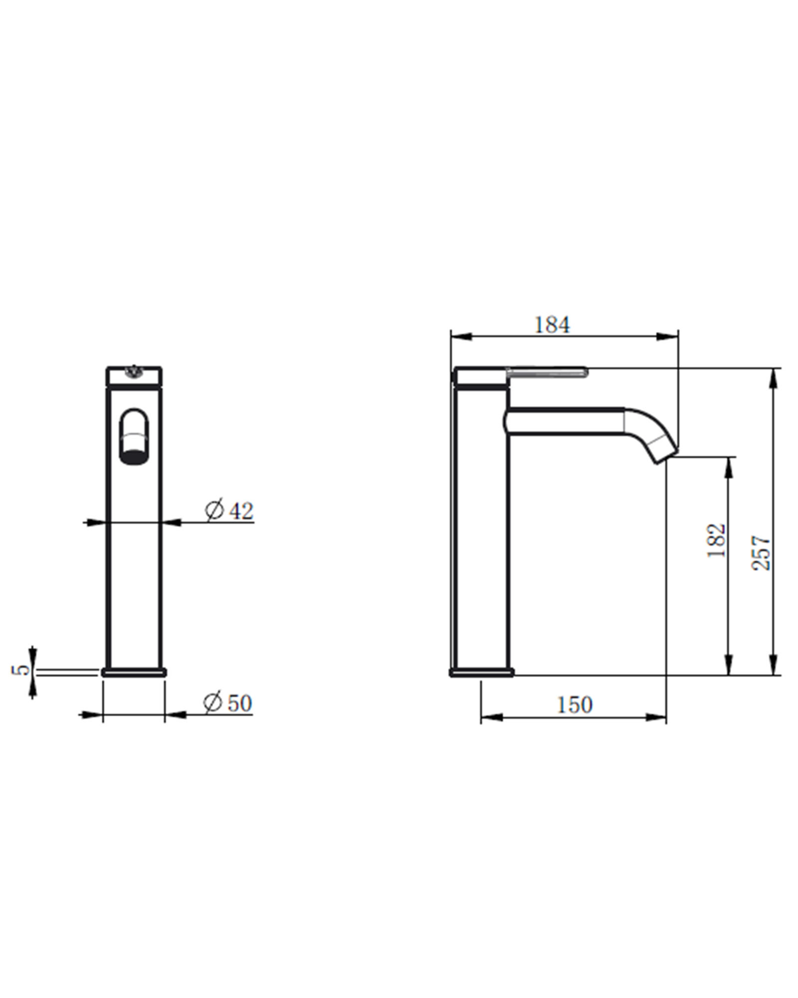 Vasa Uzun Lavabo Armatürü Mat Siyah