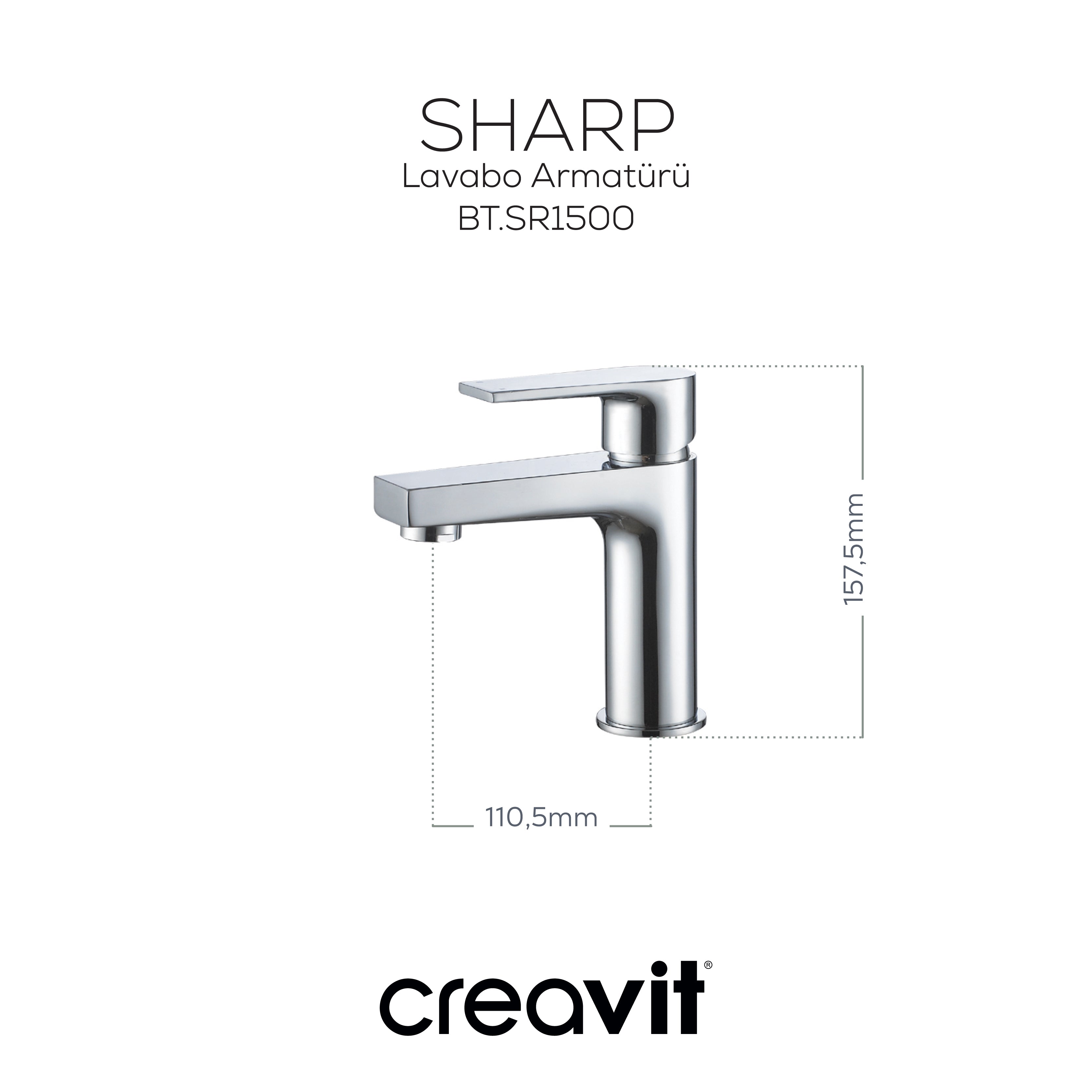 Sharp Lavabo Armatürü Krom