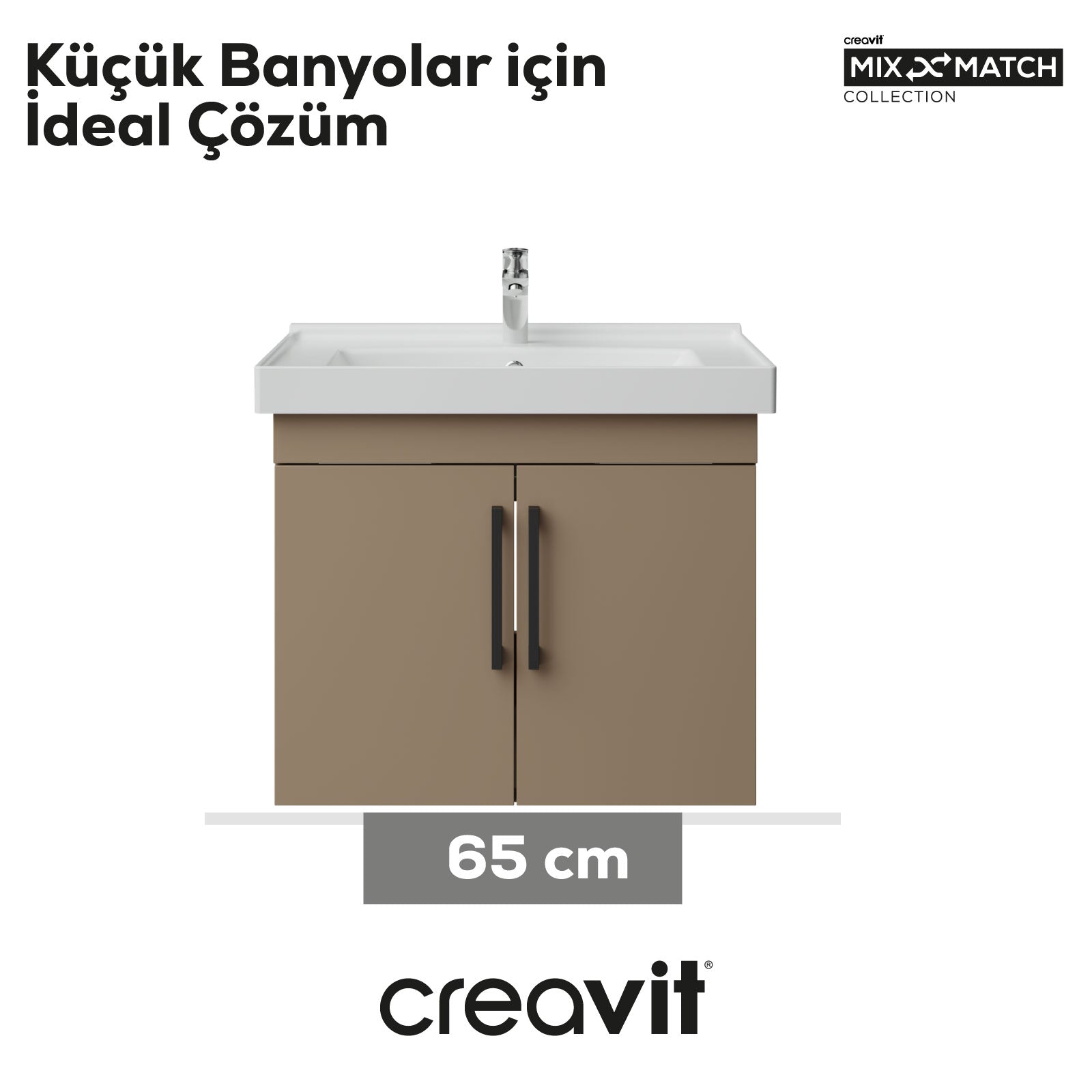 D20 65 cm Kapaklı Lavabo Dolabı Dafne Melamin Kapak (Demonte Gönderilir)