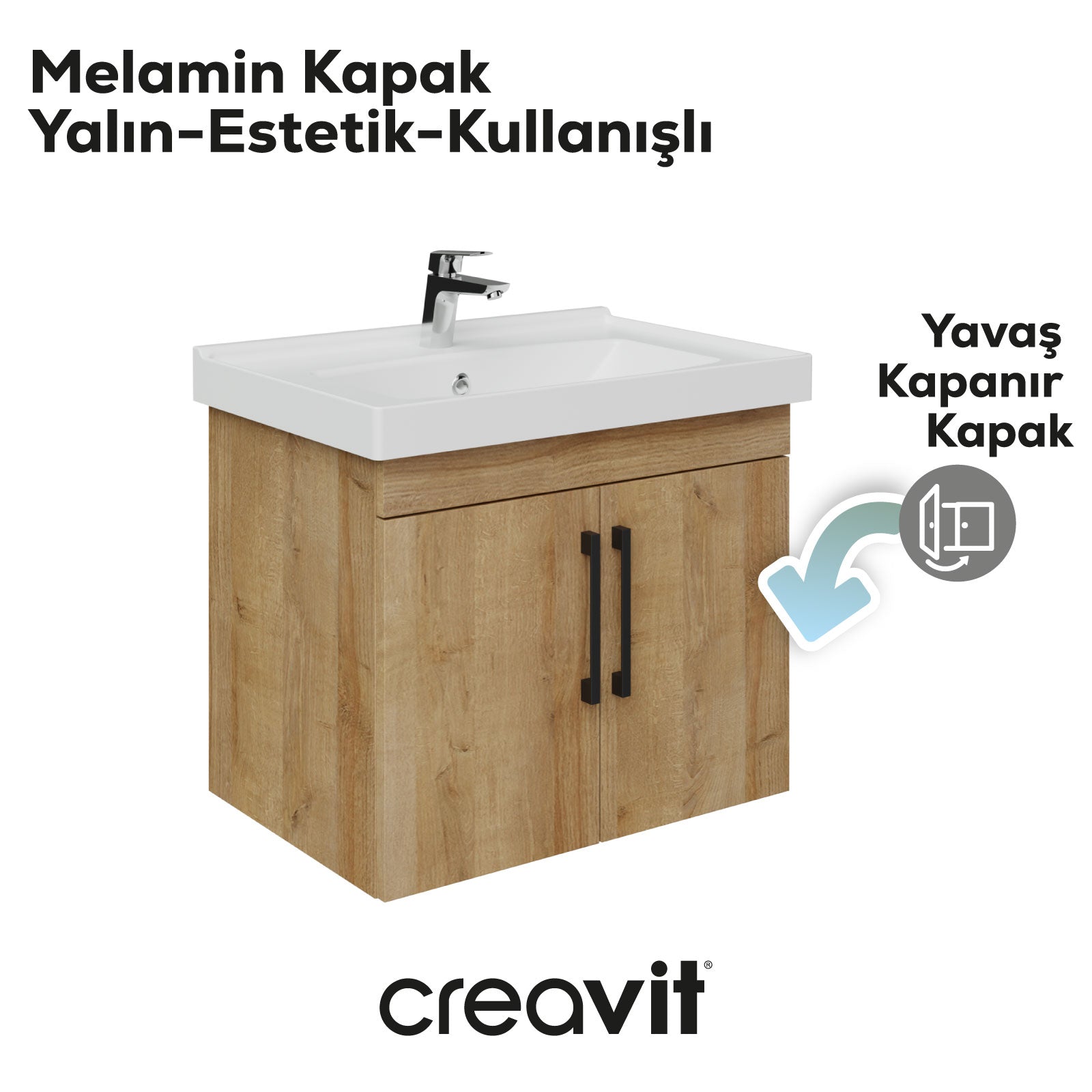 D20 65 Cm Kapaklı Lavabo Dolabı Everest Melamin