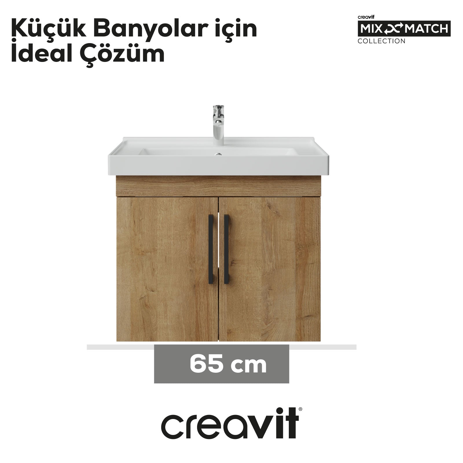 D20 65 Cm Kapaklı Lavabo Dolabı Everest Melamin