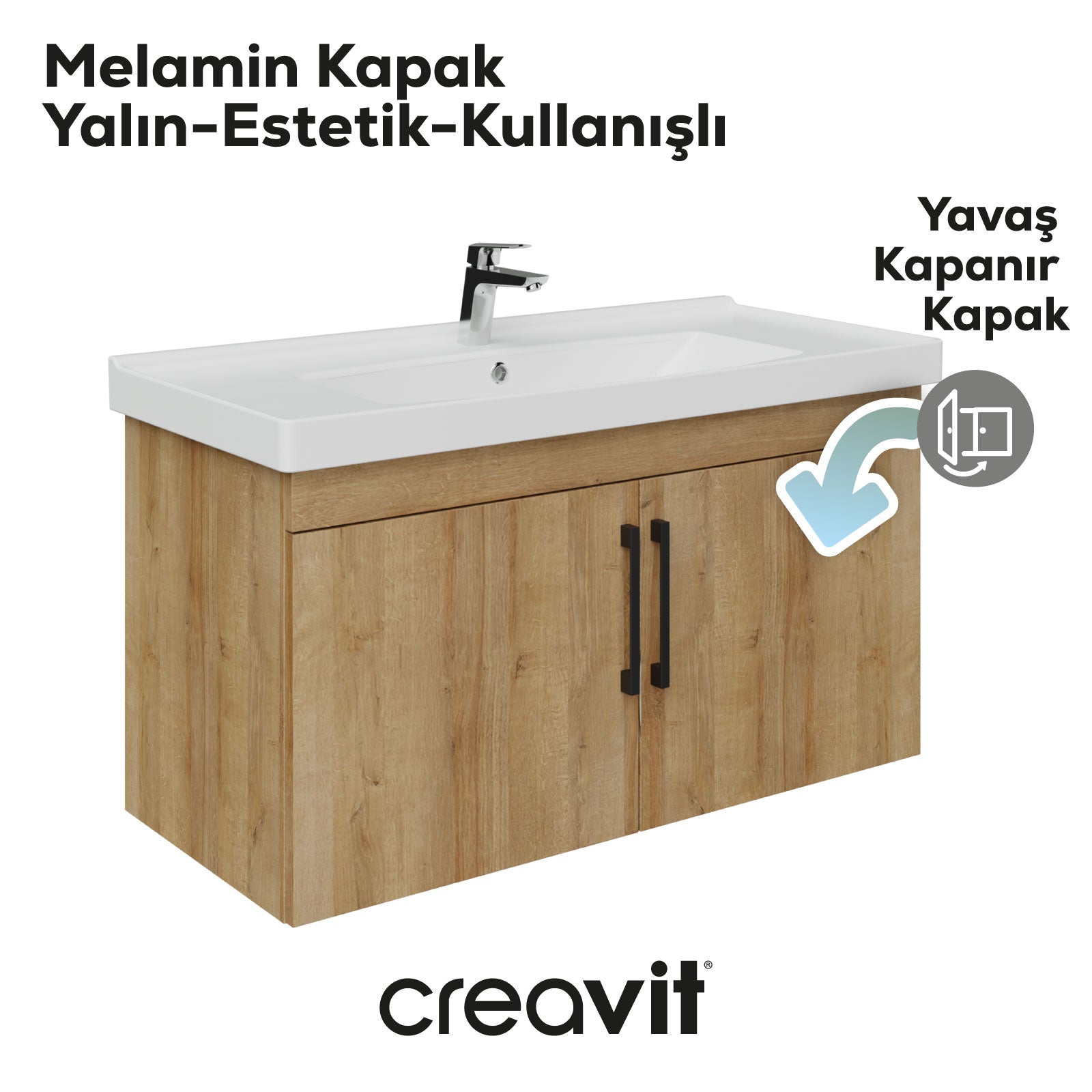 D20 100 cm Kapaklı Lavabo Dolabı Everest Melamin Kapak (Demonte Gönderilir)