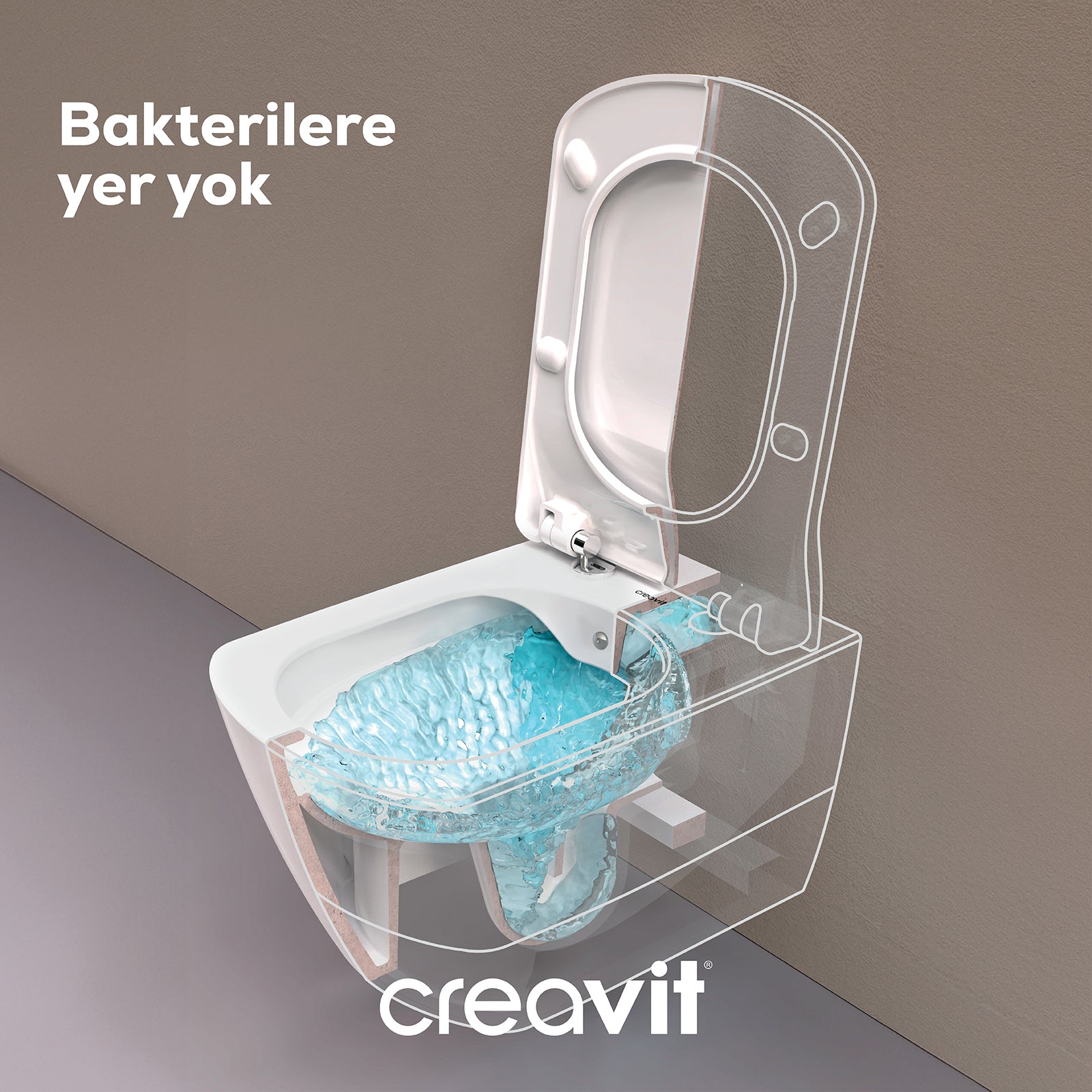 Elegant Rim-Off Asma Klozet Beyaz - Set - Creavit | Banyo Bu Tarafta