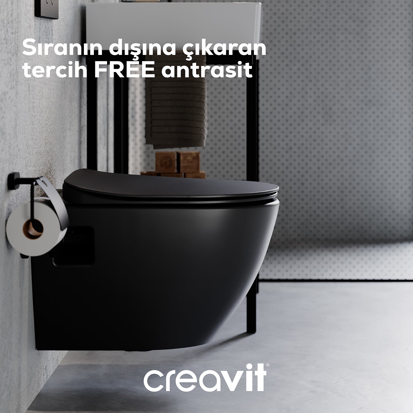 Free Asma Klozet Mat Antrasit - Creavit | Banyo Bu Tarafta