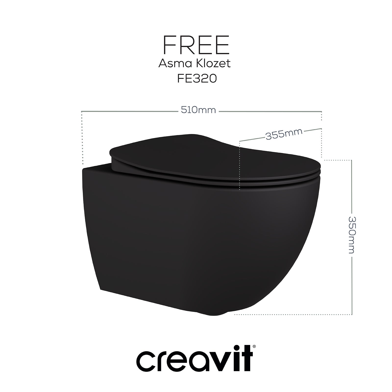 Free Asma Klozet Mat Antrasit - Set - Creavit | Banyo Bu Tarafta