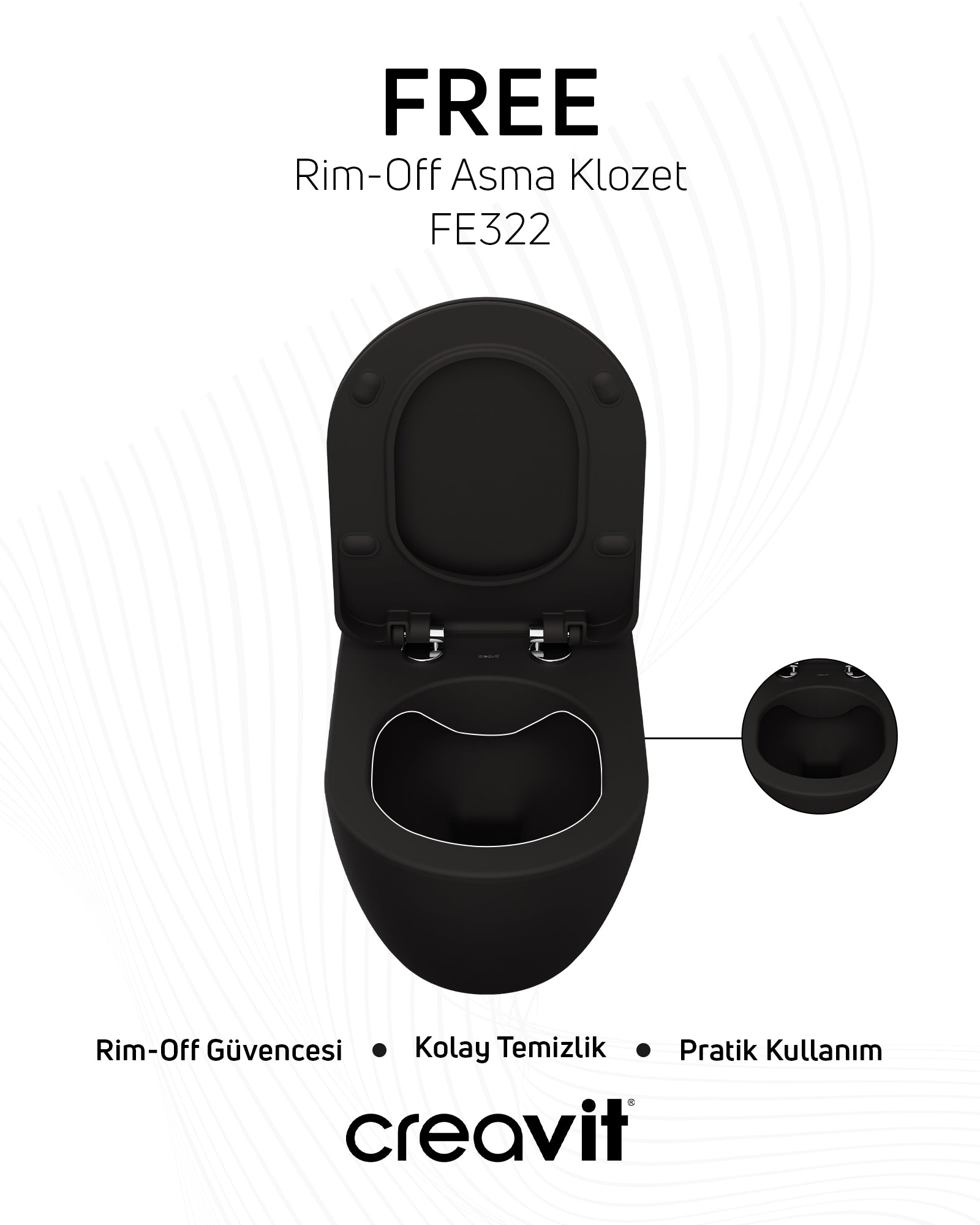 Free Rim-Off Duroplast Soft Close Toilet Seat Set in Charcoal Black