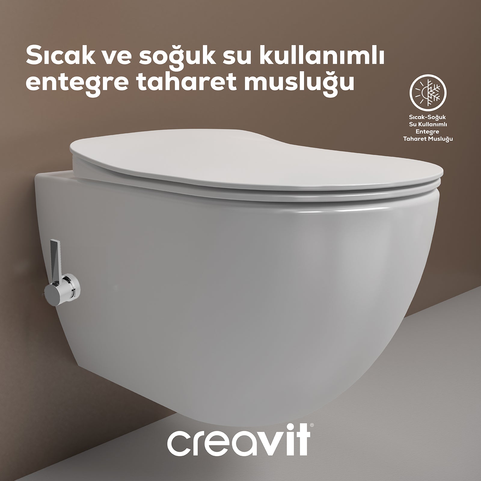 Free Rim-Off Entegre Taharet Musluklu (Sıcak&Soğuk) Asma Klozet - Set - Creavit | Banyo Bu Tarafta
