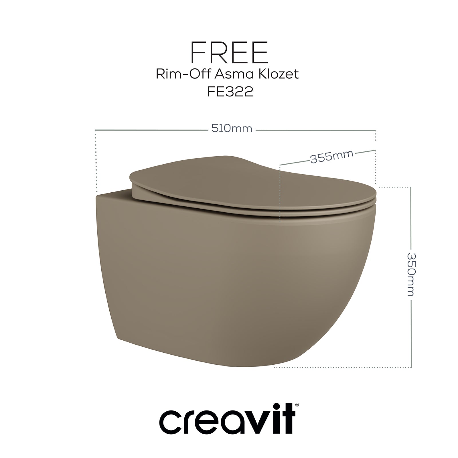 Free Rim-Off Asma Klozet Mat Cappuccino - Set - Creavit | Banyo Bu Tarafta