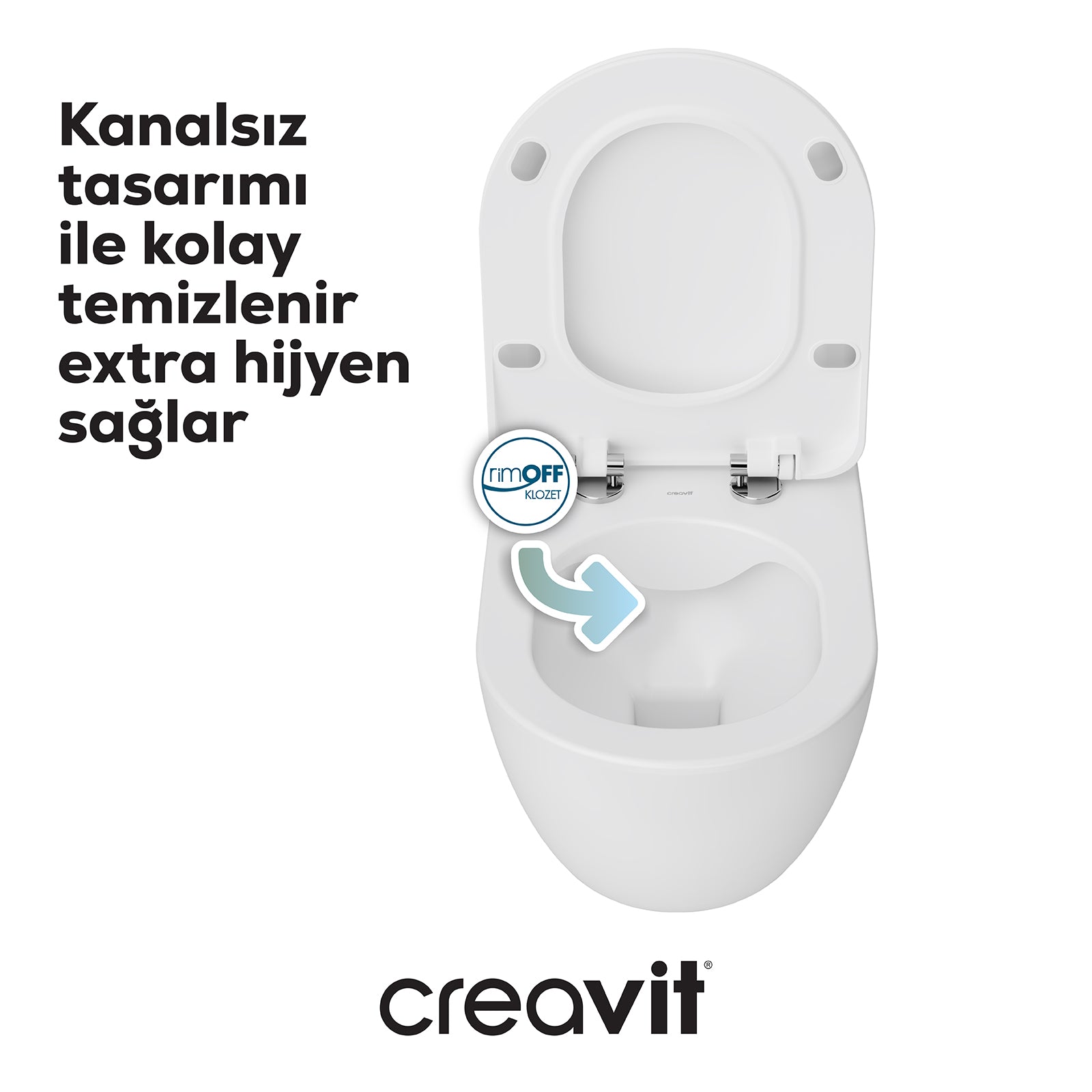 Free Rim-Off Asma Klozet Beyaz - Termoplast Set - Creavit | Banyo Bu Tarafta