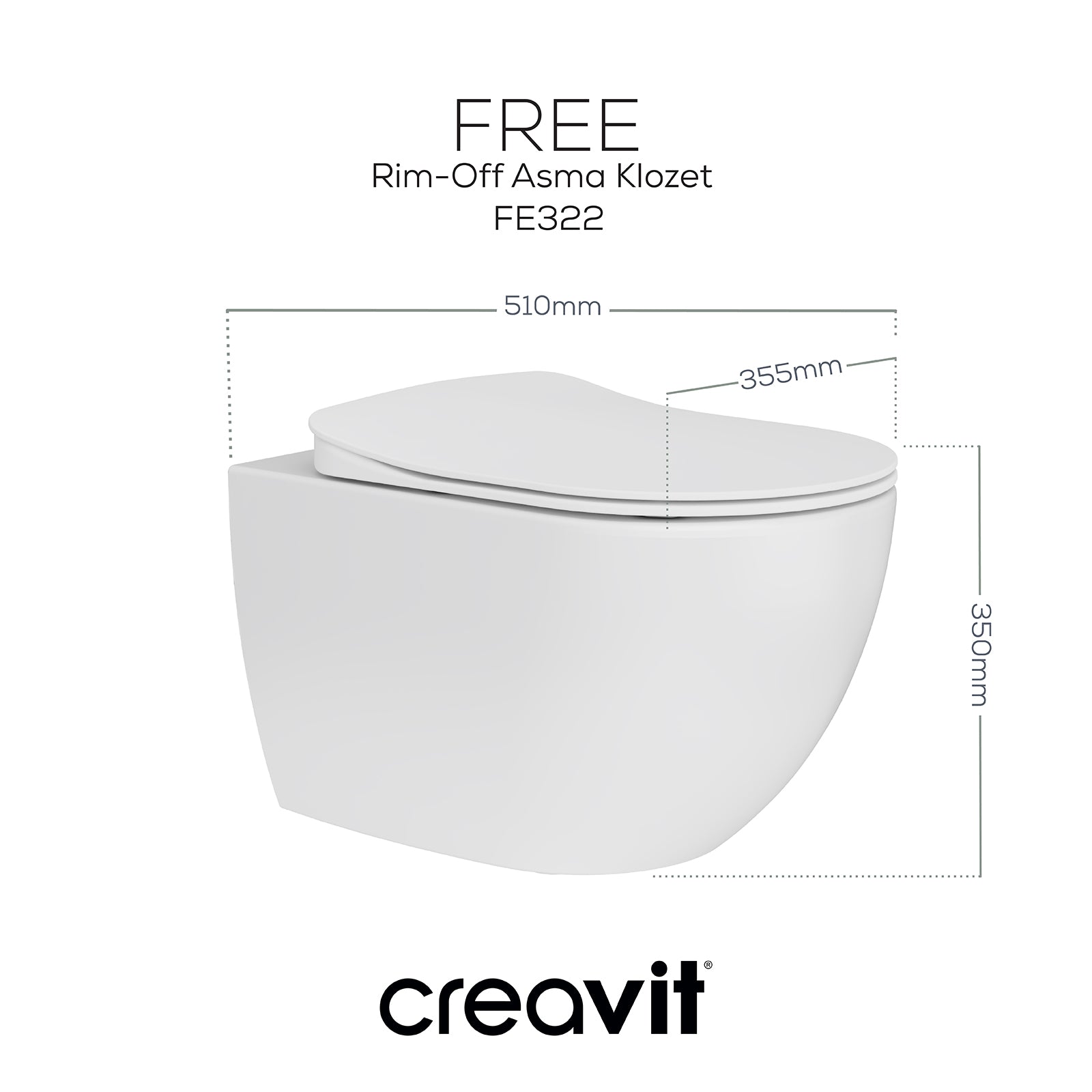 Free Rim-Off Asma Klozet Beyaz - Set - Creavit | Banyo Bu Tarafta