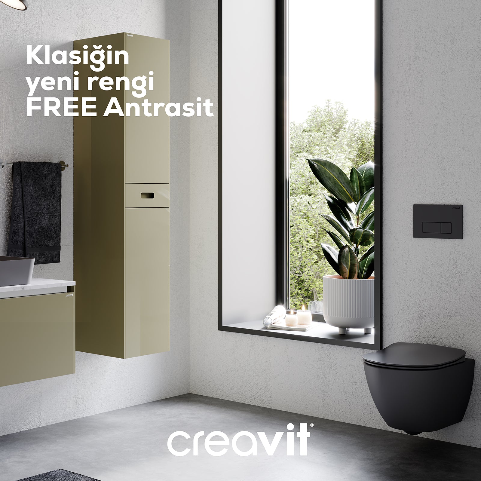 Free Kanalsız Asma Klozet Antrasit + Duroplast Kapak + Antrasit Kumanda Paneli + Gömme Rezervuar + Ara Kesme Valfi Set