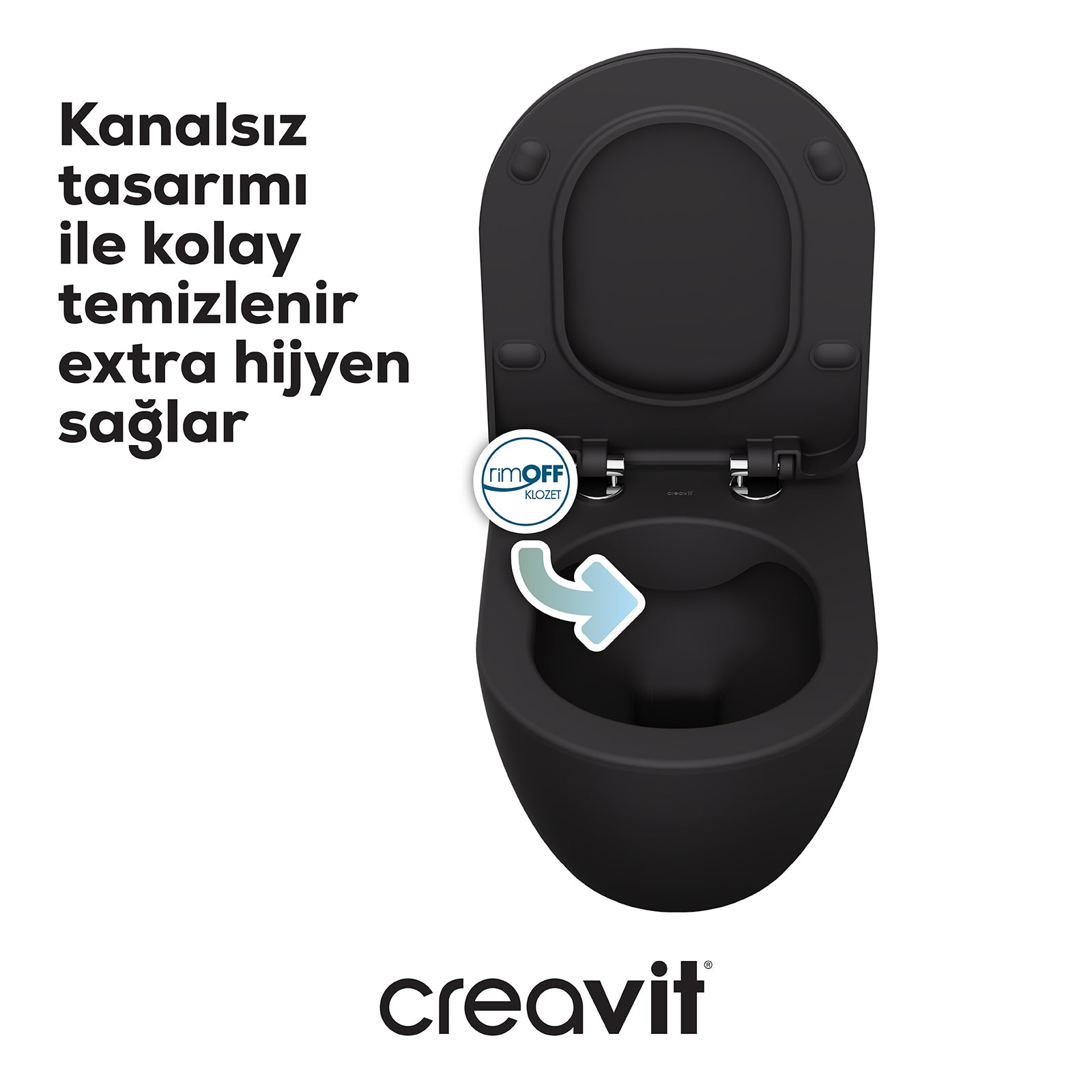 Free Rim-Off Asma Klozet Mat Antrasit - Creavit | Banyo Bu Tarafta