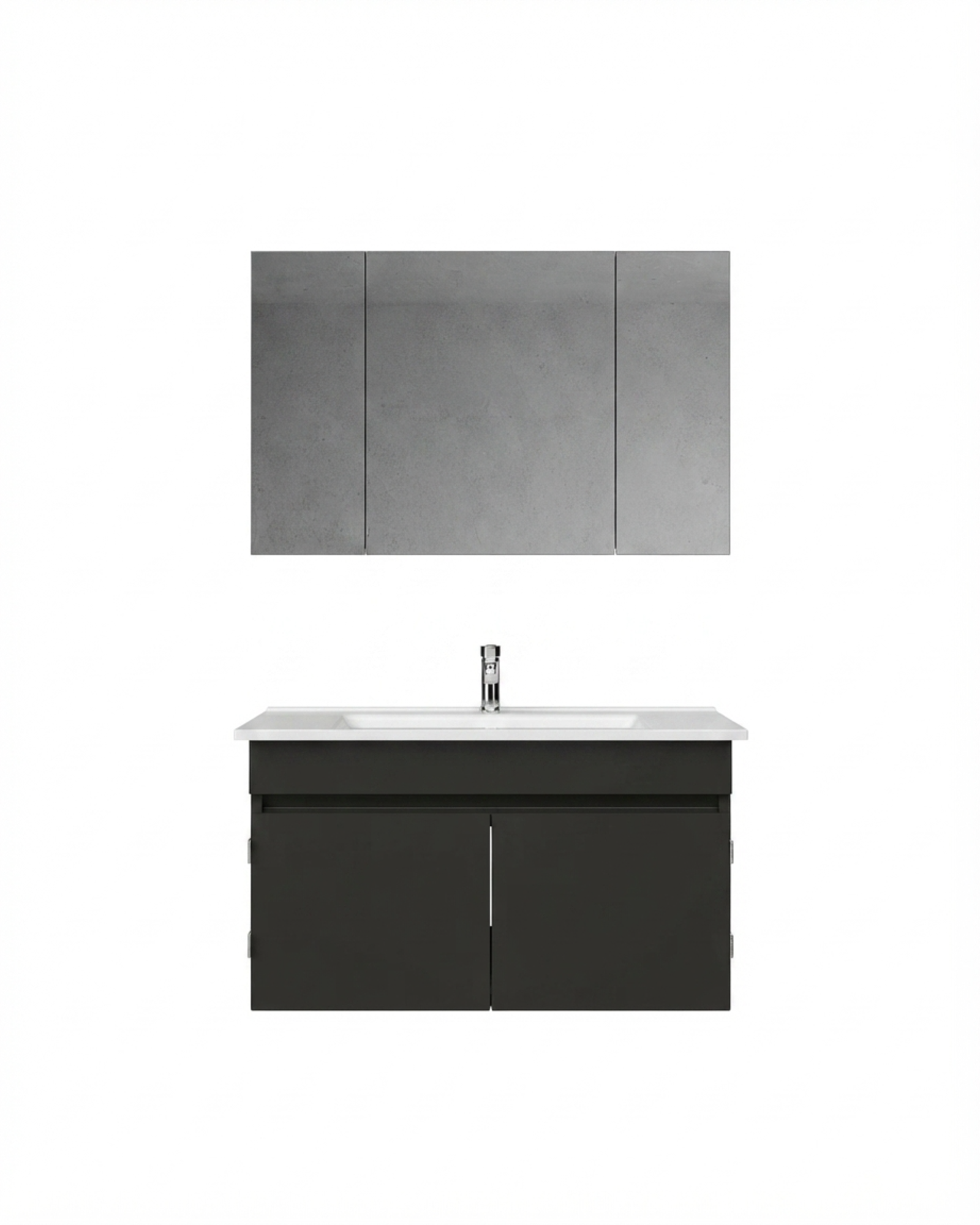 Flexio 80 Cm Kapaklı Katlanabilir Lavabo Dolabı 270 Derece Antrasit Set