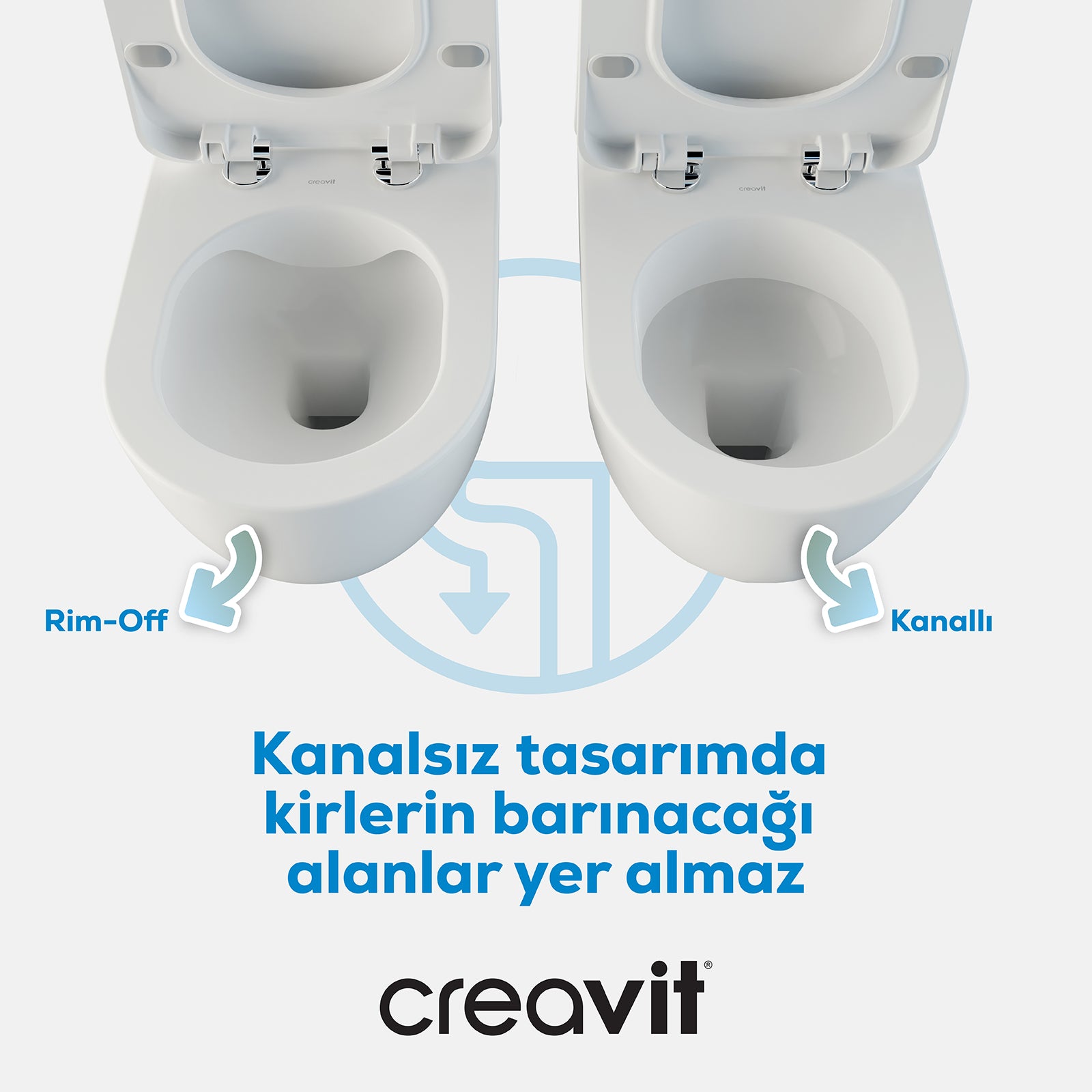 Free Rim-Off Entegre Taharet Musluklu (Sıcak&Soğuk) Asma Klozet - Set - Creavit | Banyo Bu Tarafta