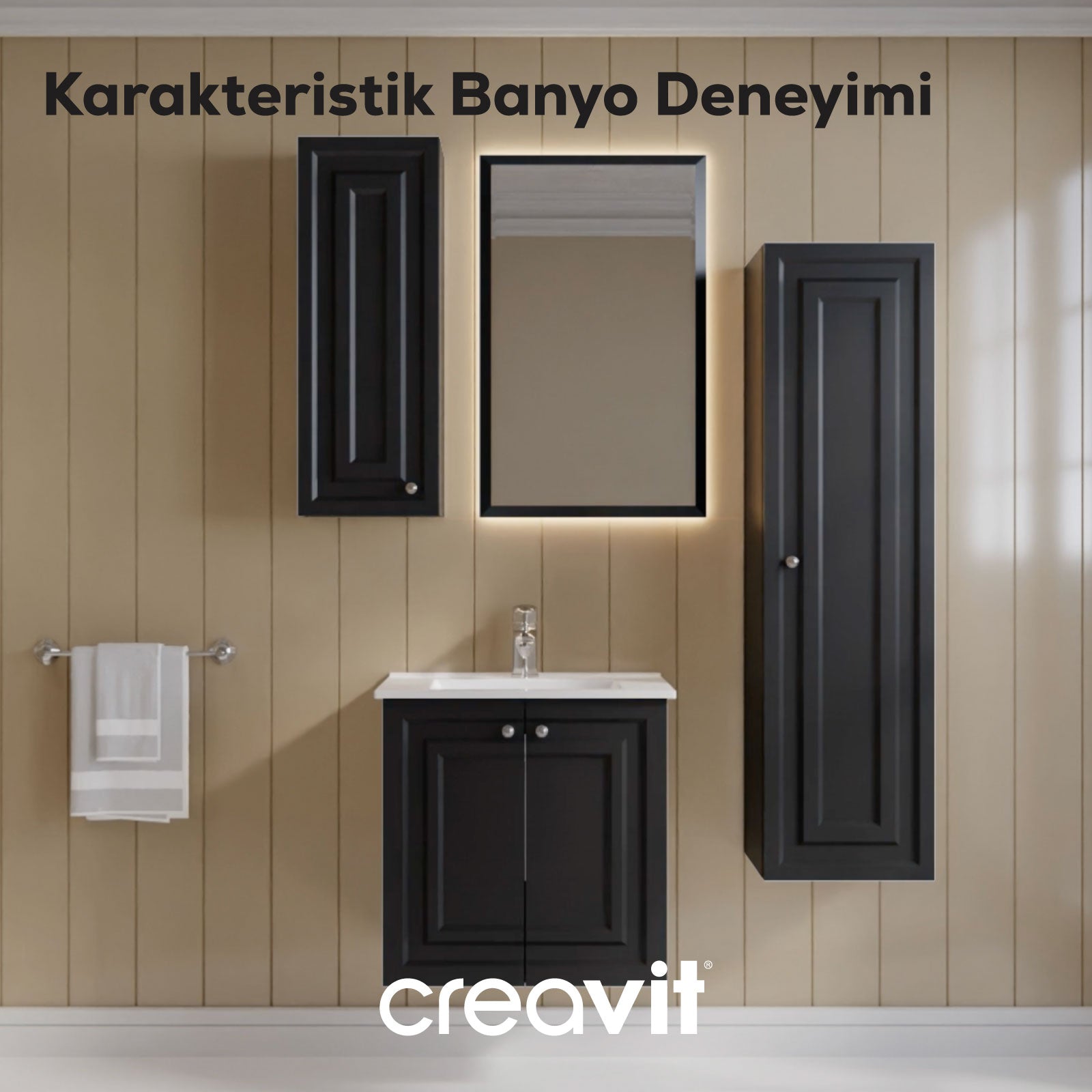 Kayra Sink Cabinet with Cover 60cm Matte Anthracite