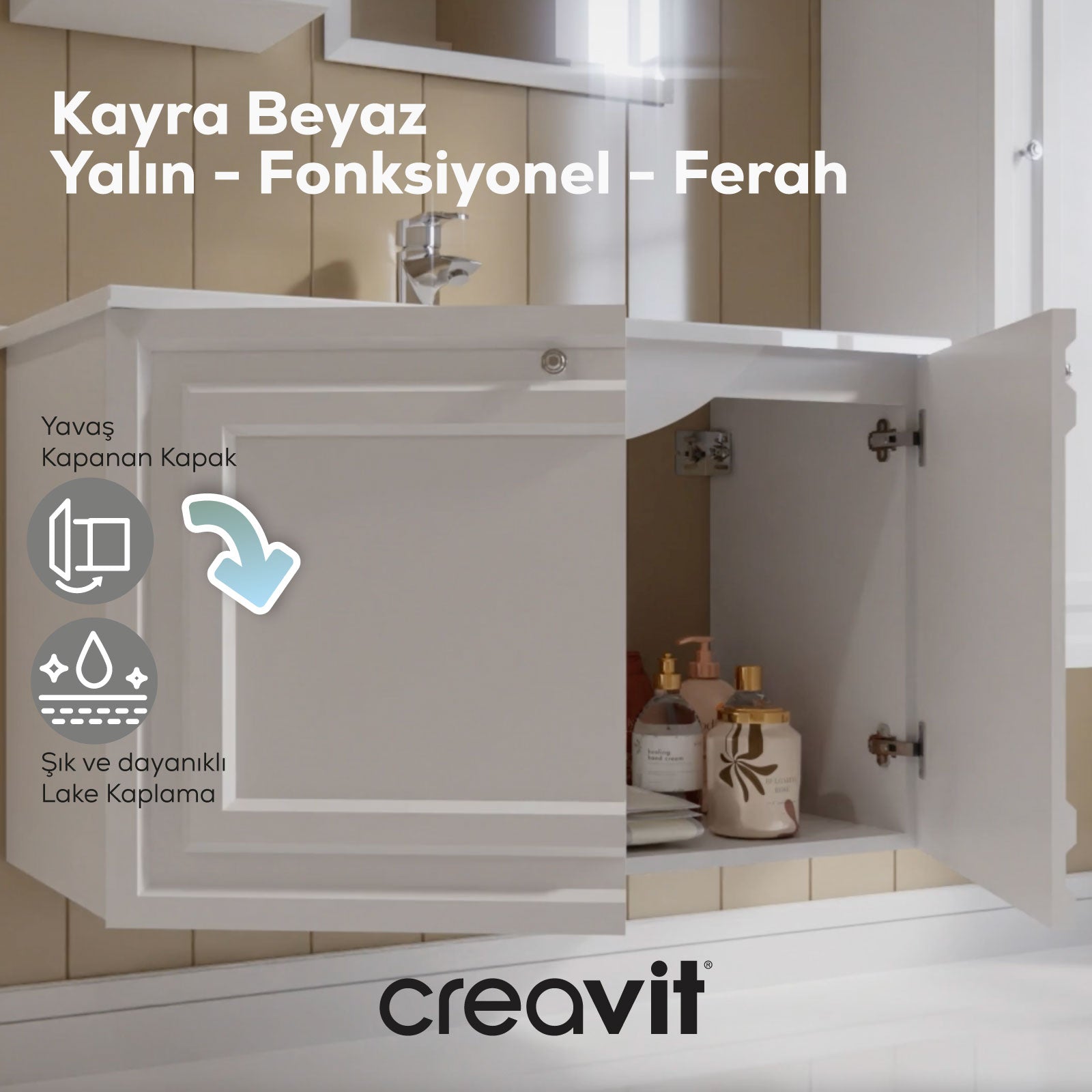 Kayra Sink Cabinet with Cover 100cm Matte White