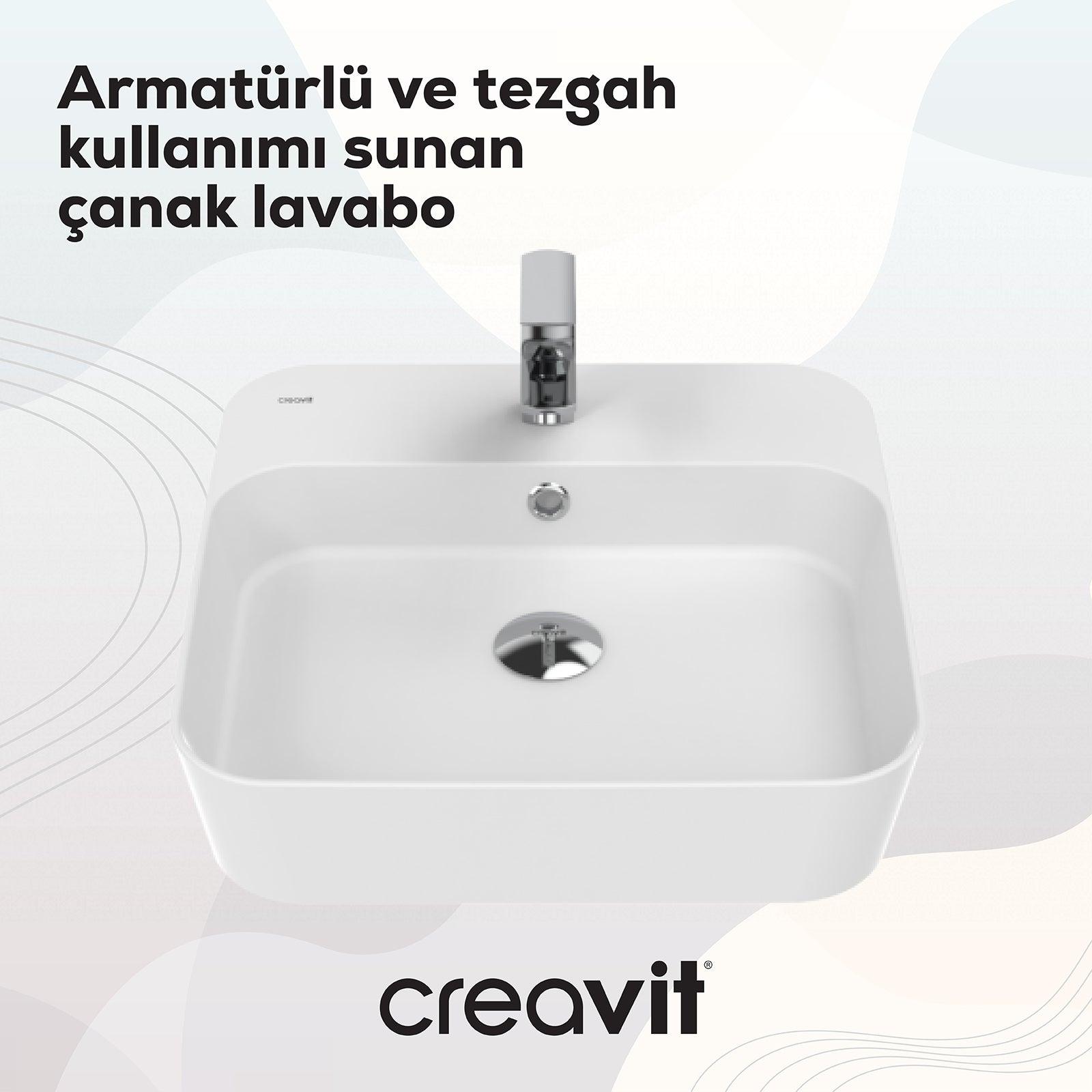 Loop Kare Çanak Lavabo 45 cm Beyaz - Creavit | Banyo Bu Tarafta