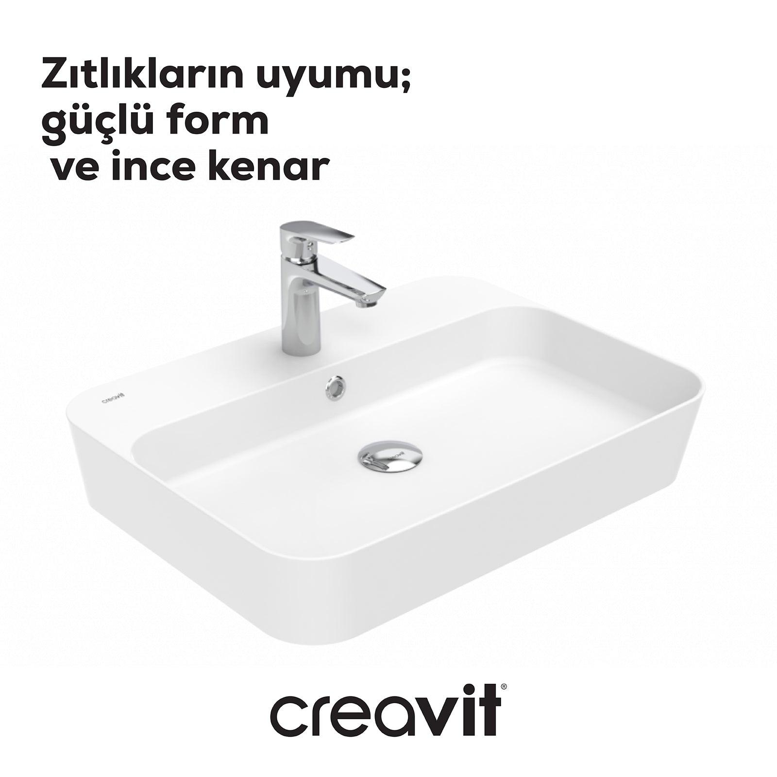 Creavit, Loop Dikdörtgen Çanak Lavabo 45x60 Cm, Beyaz