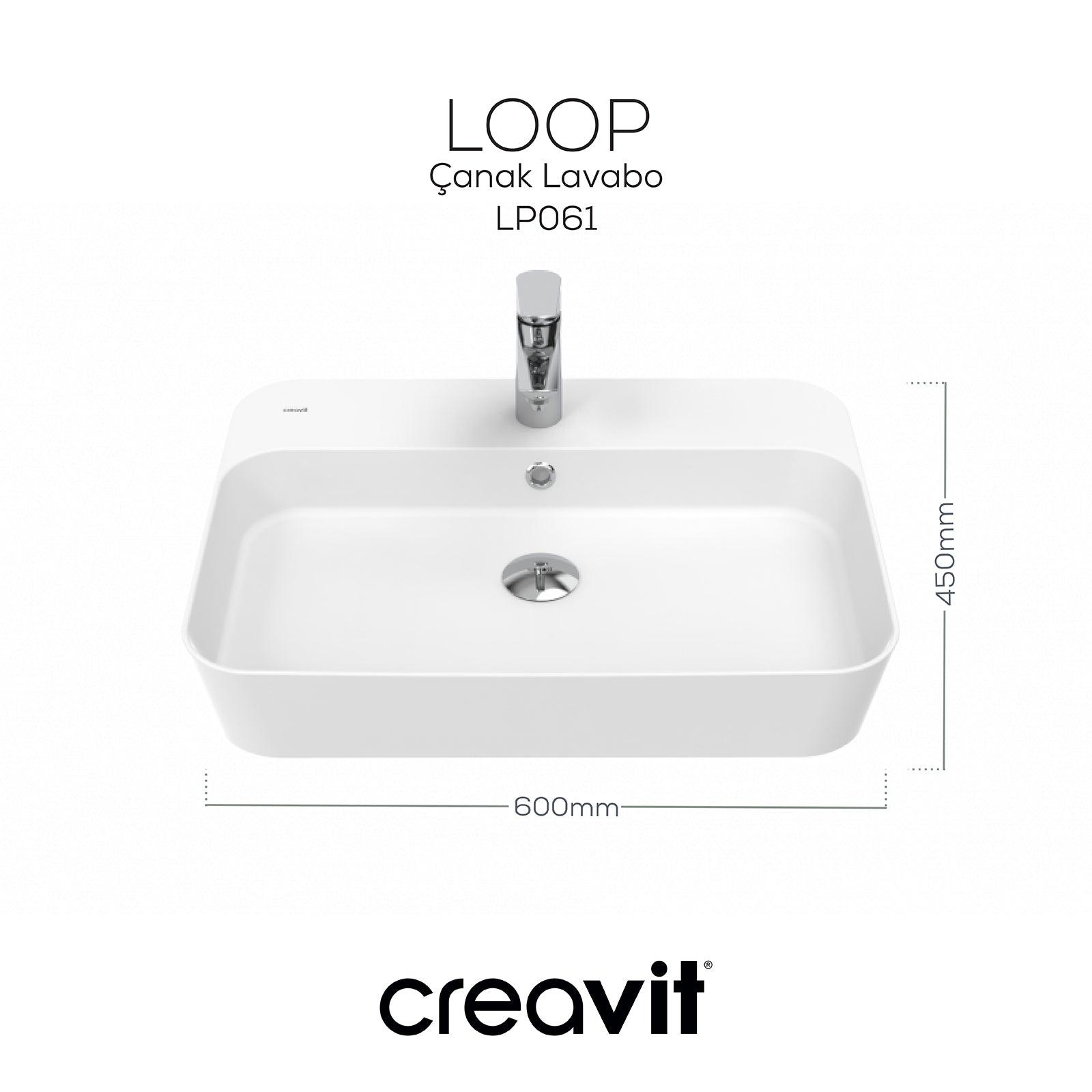 Loop Dikdörtgen Çanak Lavabo 45x60 cm Beyaz - Creavit | Banyo Bu Tarafta