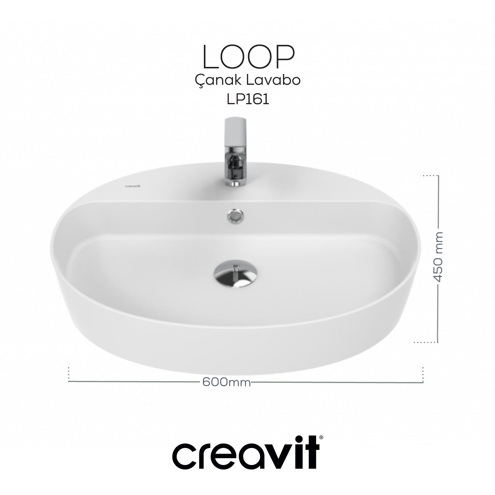 Loop Oval Çanak Lavabo 40x60 cm Beyaz - Creavit | Banyo Bu Tarafta