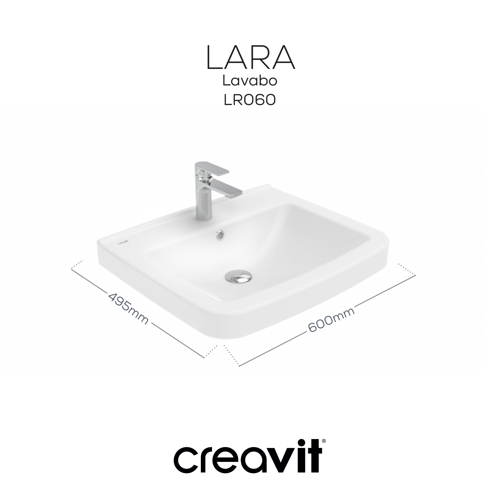 Lara Lavabo 60 cm Beyaz - Creavit | Banyo Bu Tarafta