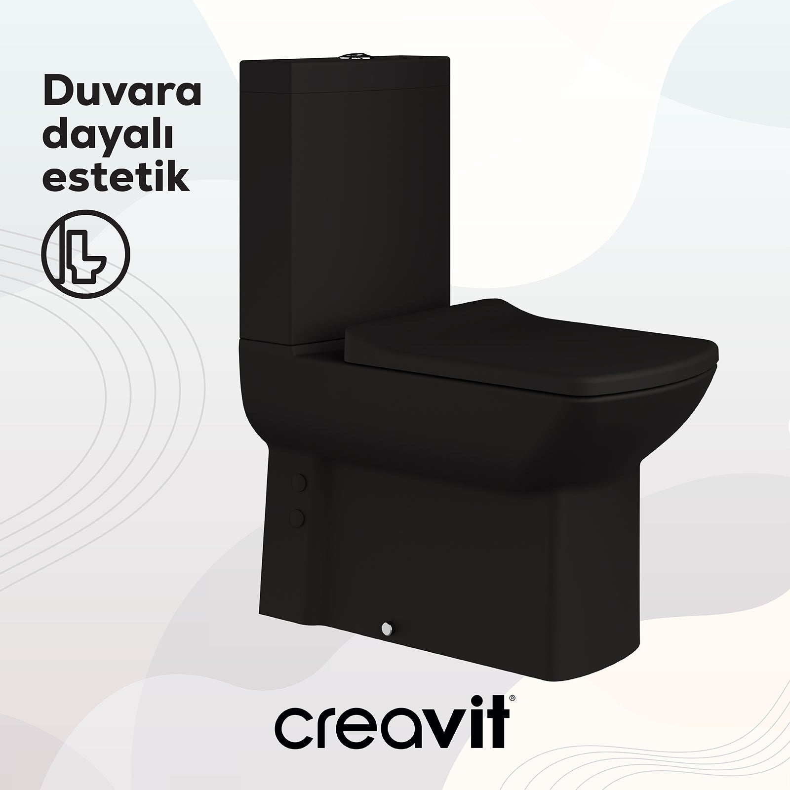 Lara Duvara Dayalı Klozet Siyah Mat - Creavit | Banyo Bu Tarafta