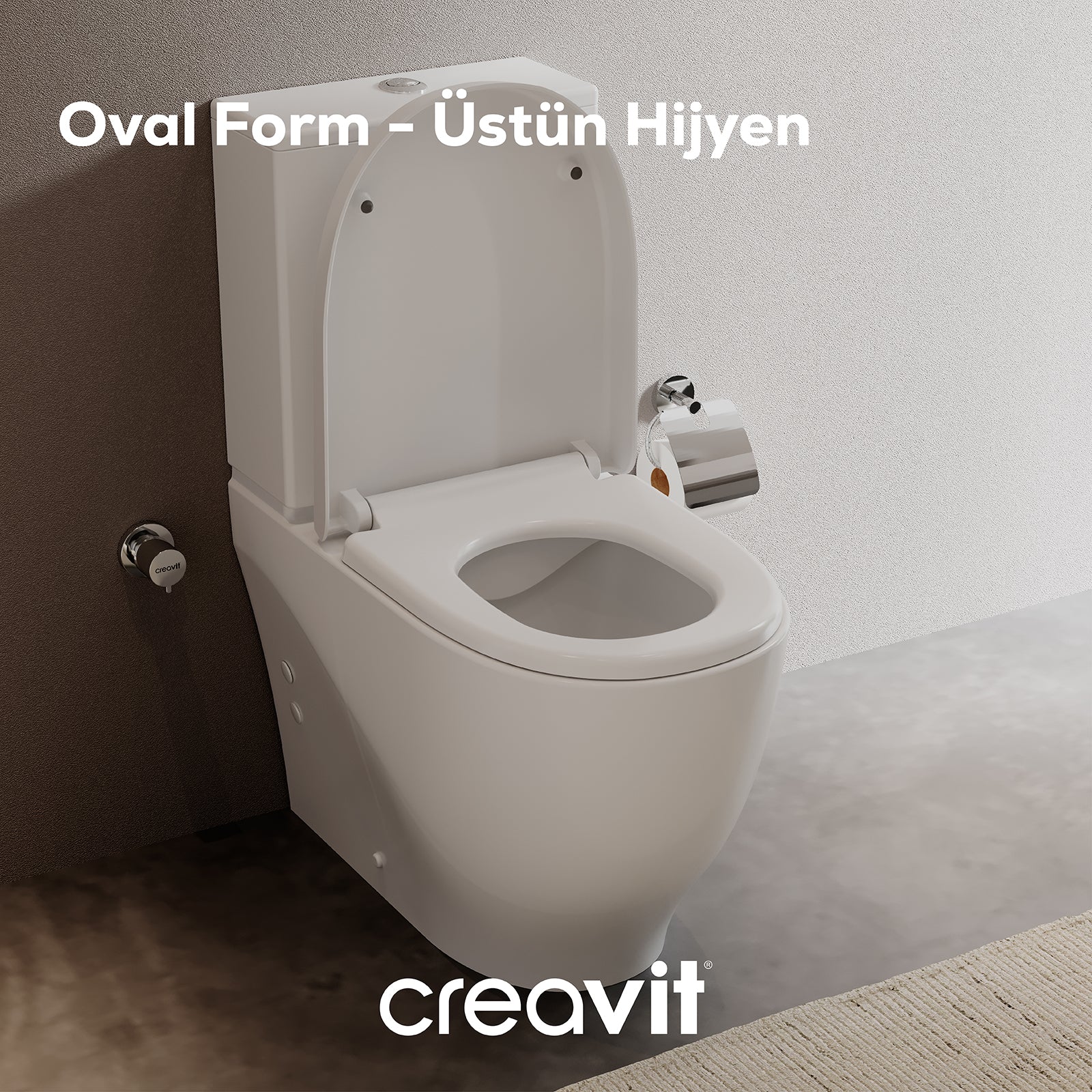 Mare Rim-Off Duvara Dayalı Klozet Beyaz - Creavit | Banyo Bu Tarafta