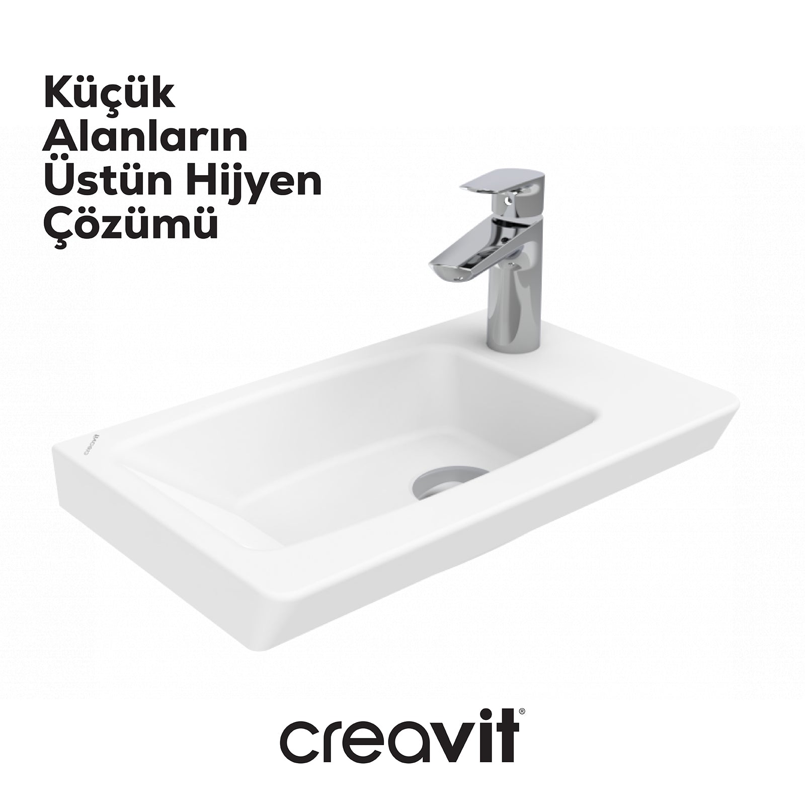 Memory Etajerli Lavabo 45 cm Beyaz - Creavit | Banyo Bu Tarafta