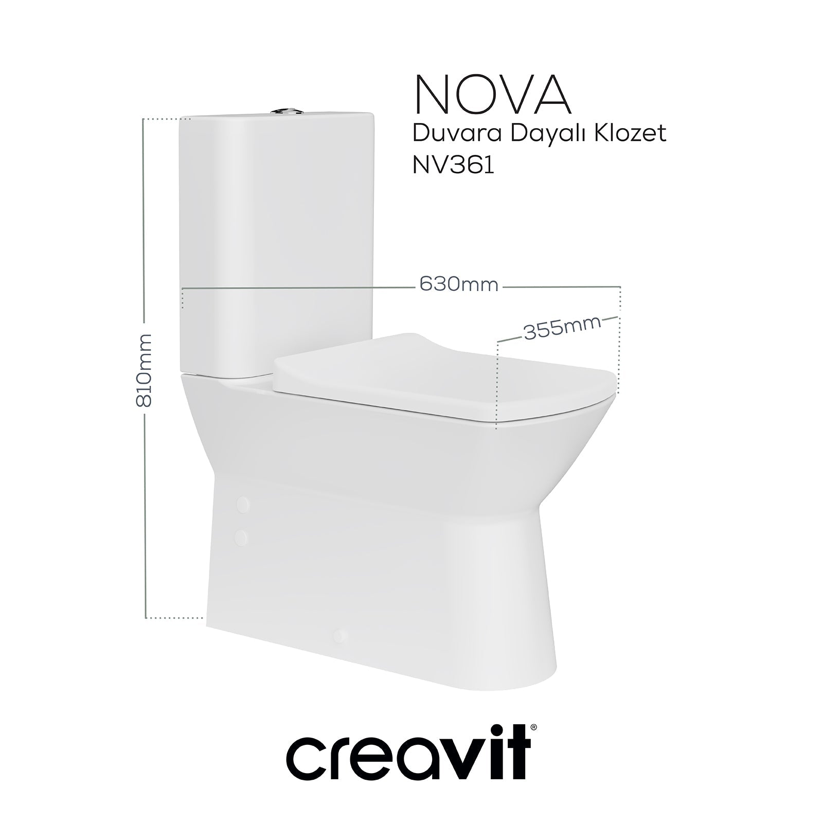 Nova Klozet Rim-Off Duvara Dayalı Beyaz - Creavit | Banyo Bu Tarafta