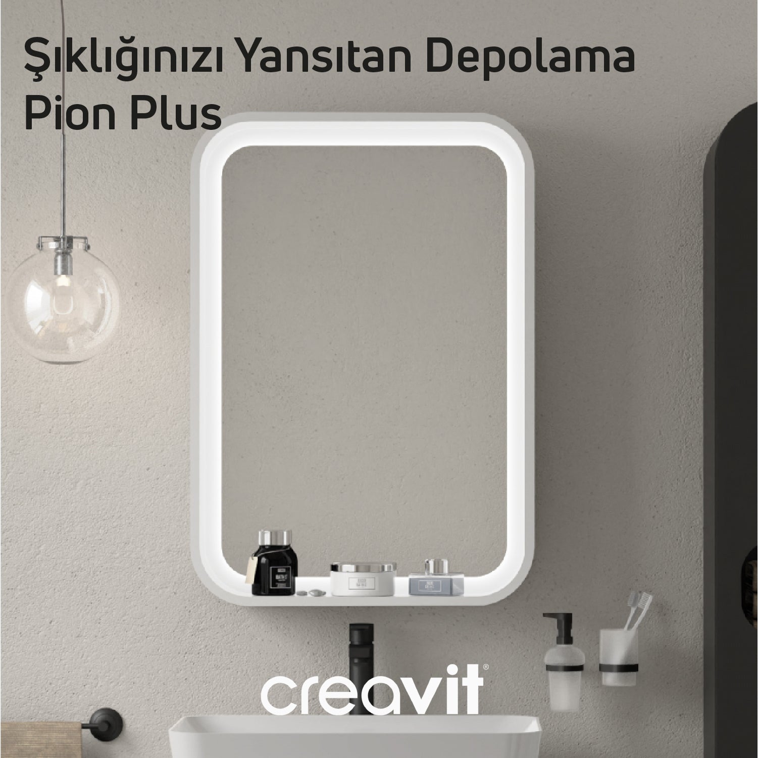 Pion Plus Cabinet Mirror 60 cm White