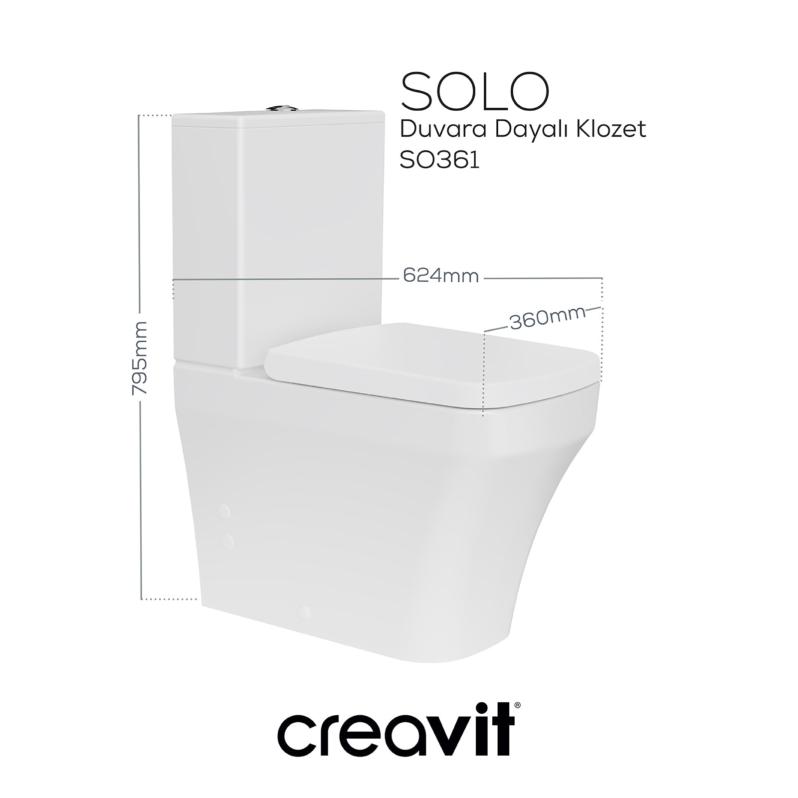 Solo Rim-Off Duvara Dayalı Klozet Beyaz - Creavit | Banyo Bu Tarafta