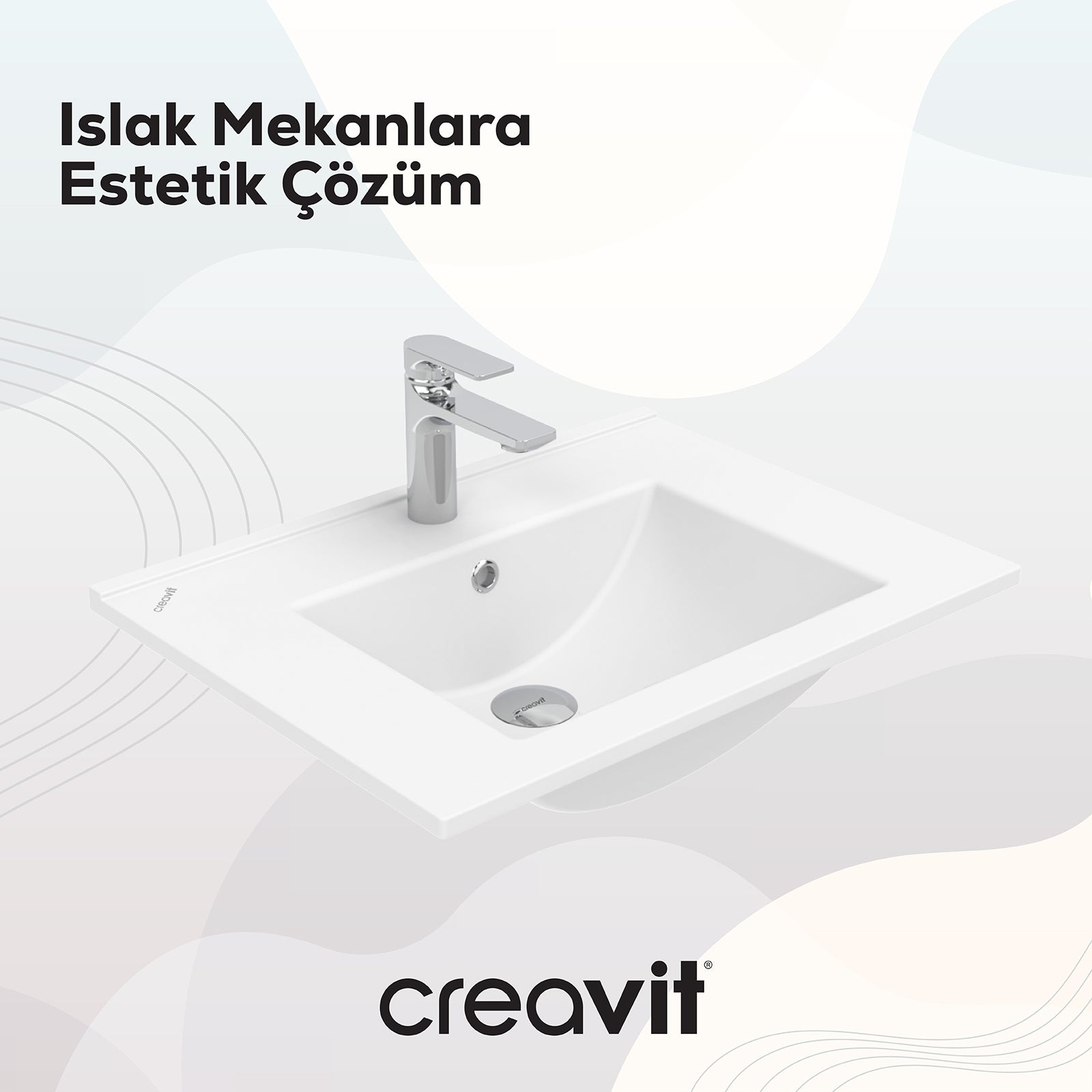 Su Etajerli Lavabo 60 cm Beyaz - Creavit | Banyo Bu Tarafta