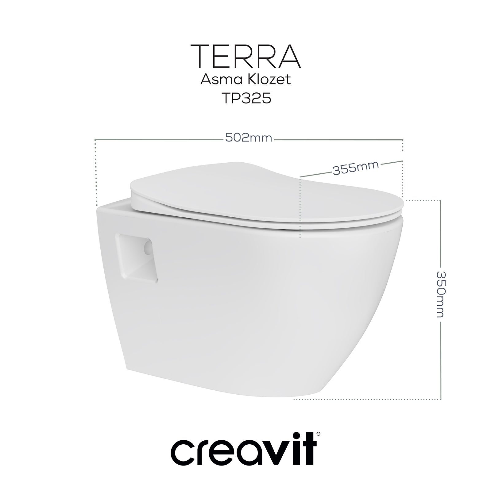 Terra Asma Klozet Beyaz - Termoplast Set - Creavit | Banyo Bu Tarafta