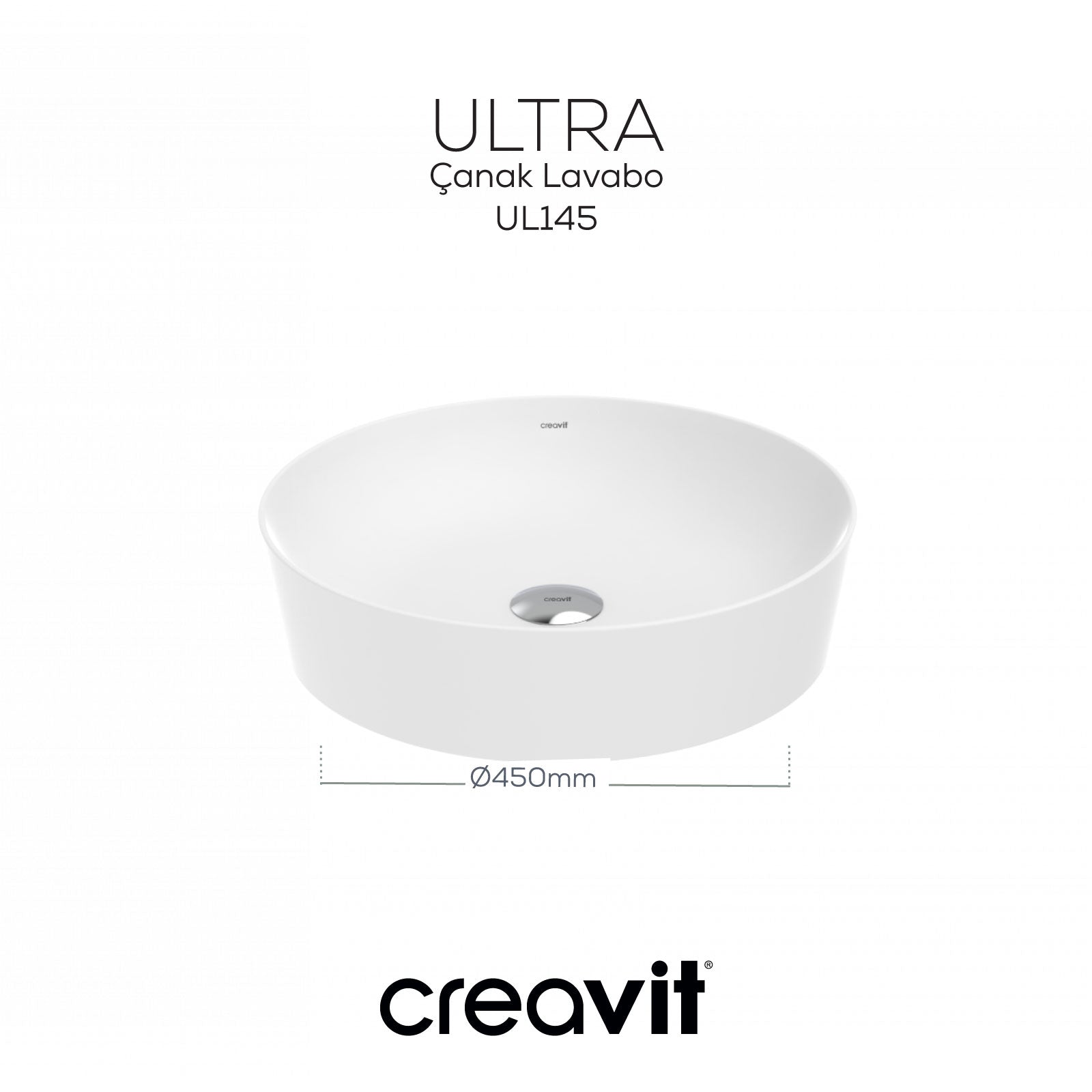 Ultra Yuvarlak Çanak Lavabo 45cm Beyaz - Creavit | Banyo Bu Tarafta