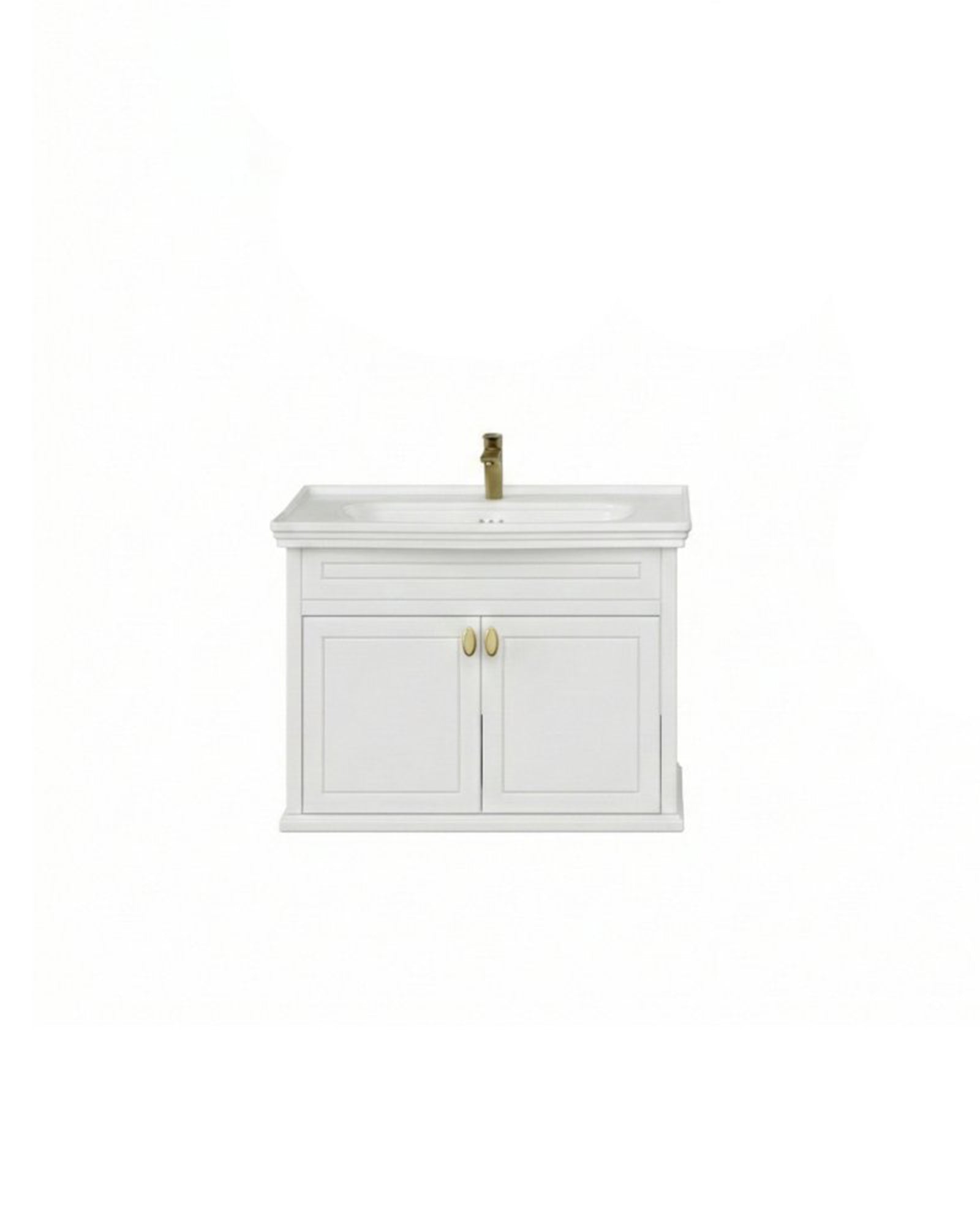 Antik Kapaklı 80 Cm Beyaz Lavabo Dolabı İkili Set