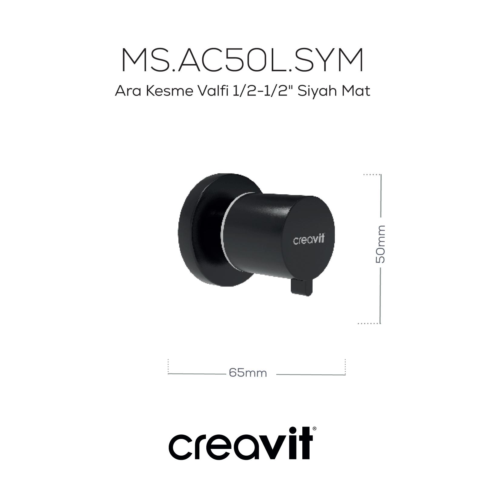 Intermediate Cut-Off Valve 1/2-1/2" Black Matte