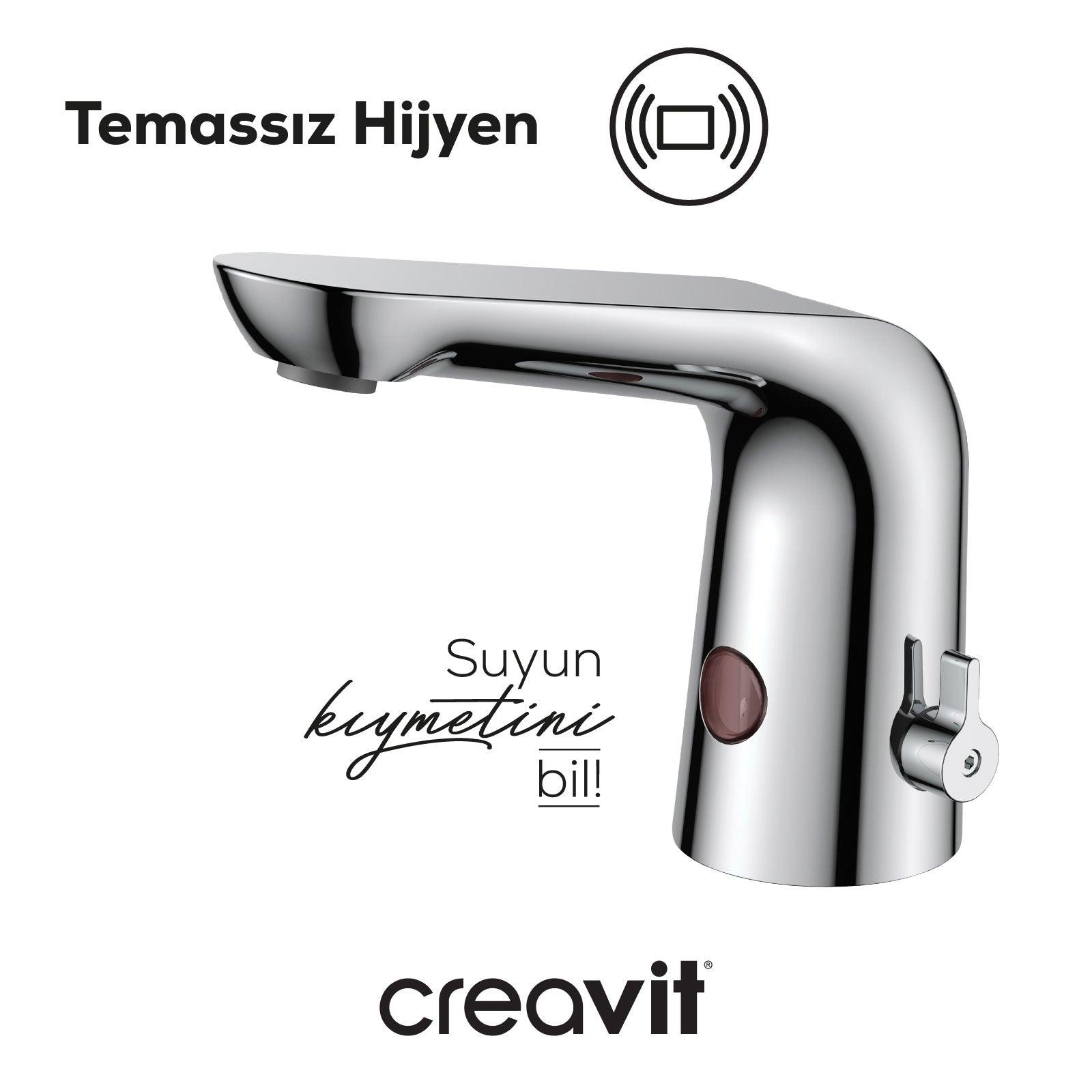 Çift Su Girişli Yandan Kumandalı Fotoselli Lavabo Armatürü