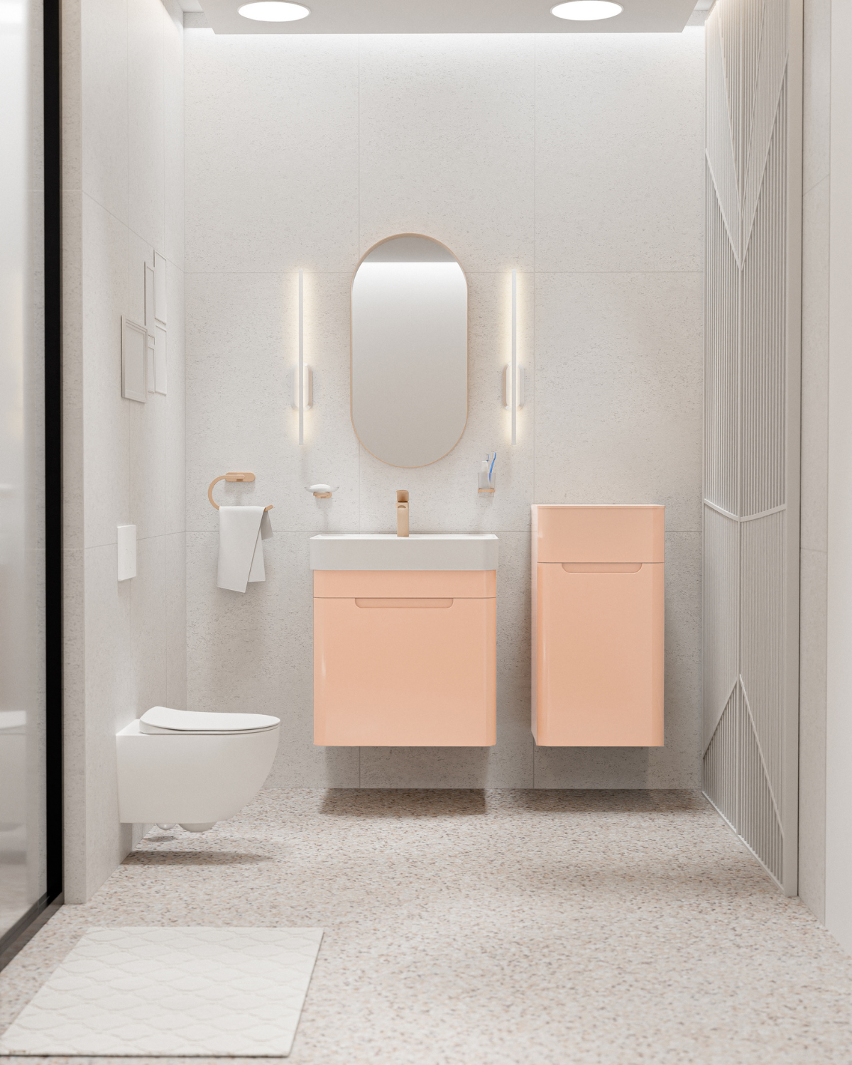 Colorit Kapaklı Lavabo Dolabı 60 cm Şeftali Tüyü