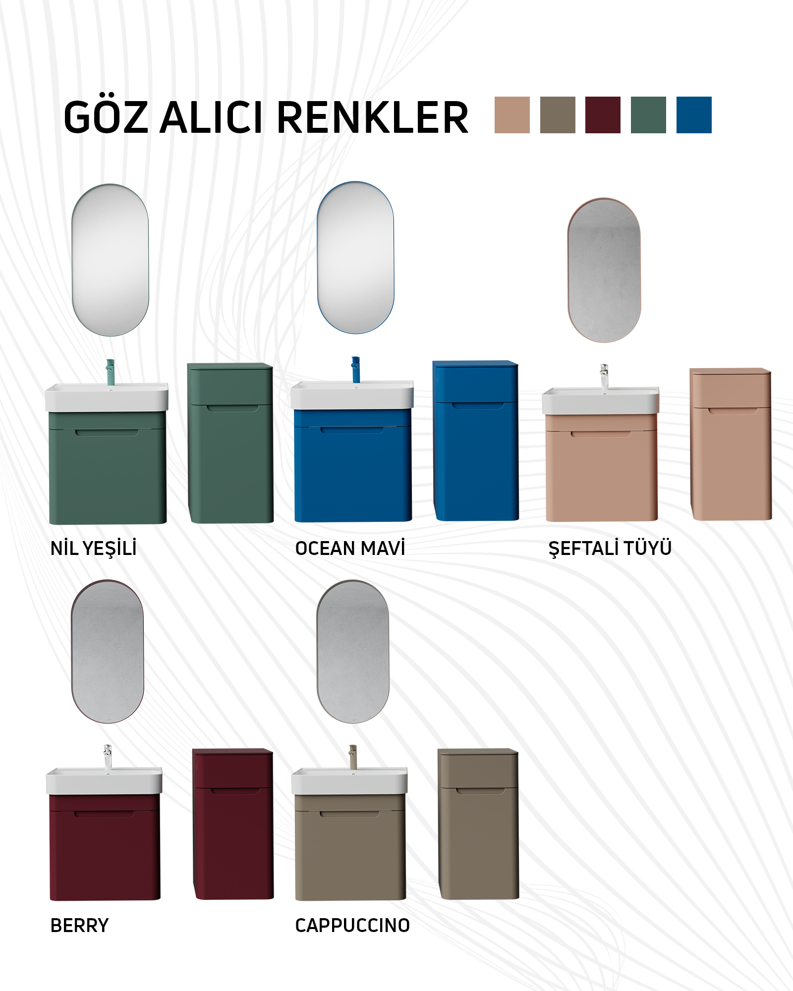 Colorit Kapaklı Lavabo Dolabı 60 cm Şeftali Tüyü