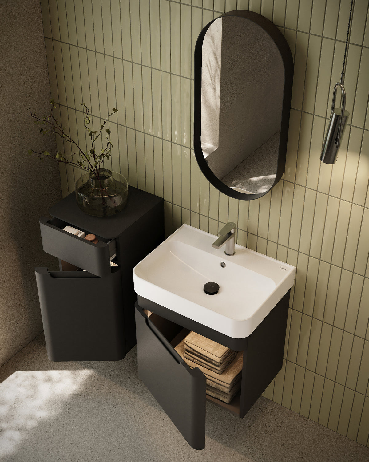 Colorit Lavabo Dolabı Kapaklı 60 Cm Antrasit