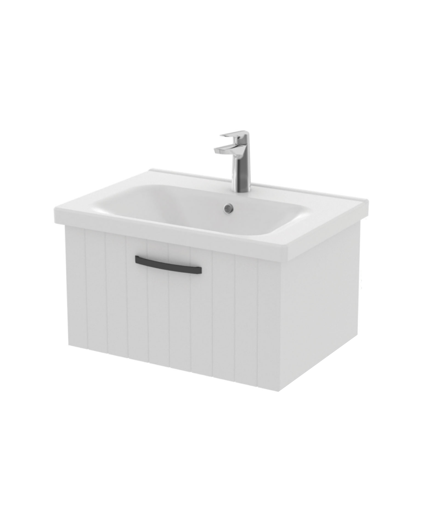D10 Eksen Lavabo Dolabı Çekmeceli 65 cm Beyaz Lake Kapak