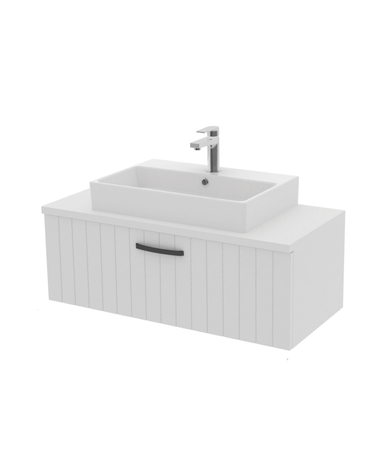 D10 Next Lavabo Dolabı Çekmeceli 100 cm Beyaz Lake