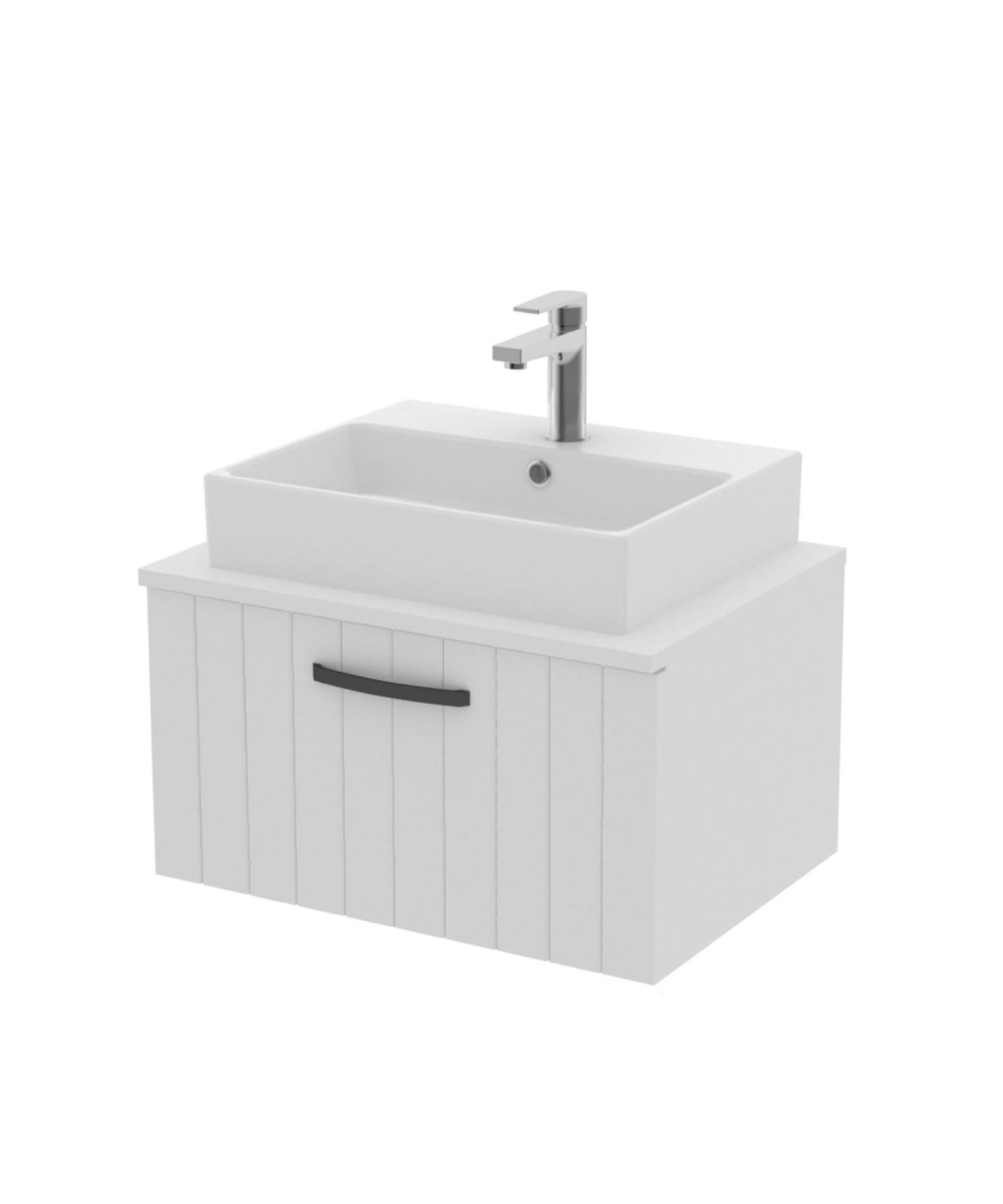 D10 Next Lavabo Dolabı Çekmeceli 65 cm Beyaz Lake Kapak