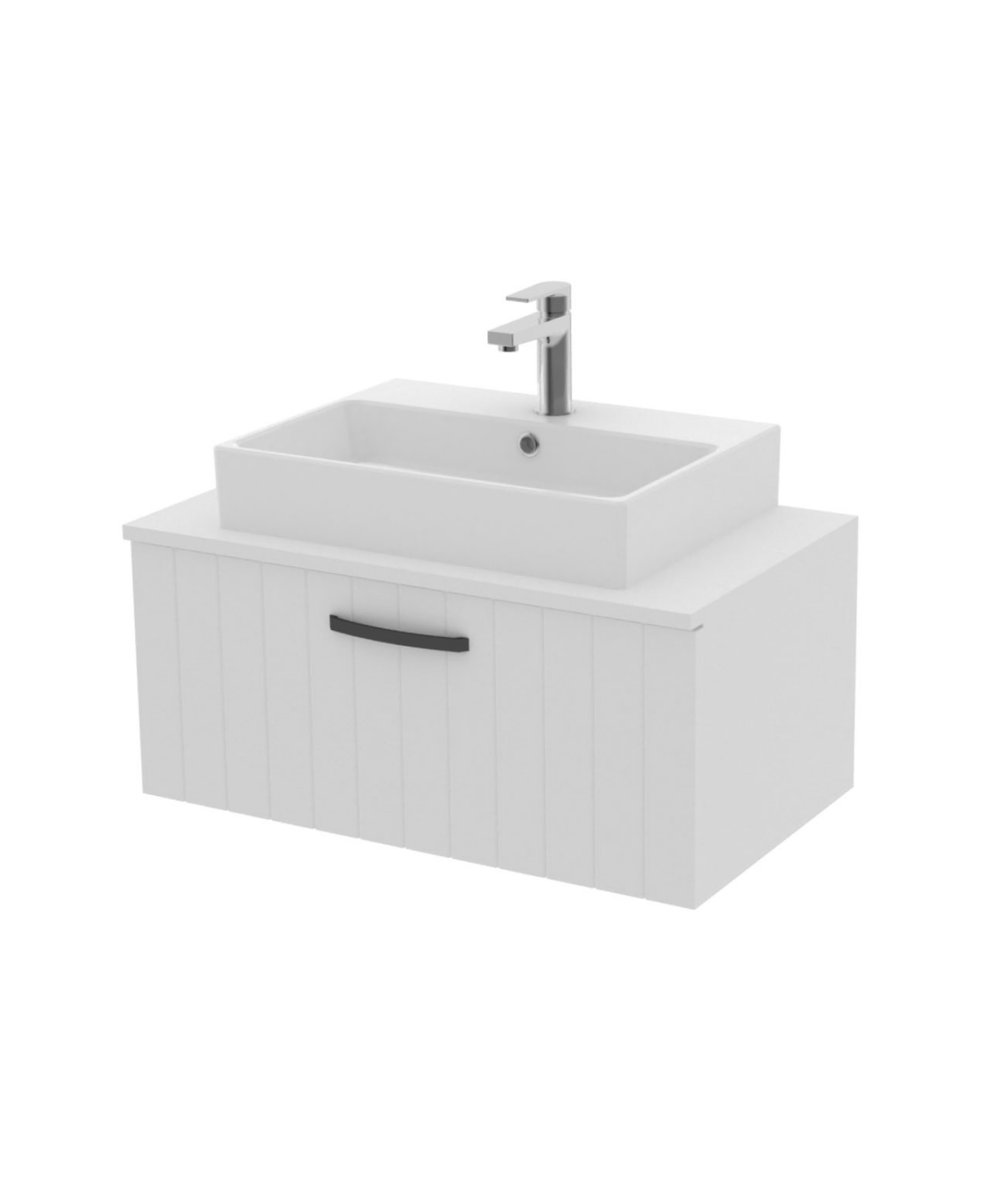 D10 Next Lavabo Dolabı Çekmeceli 80 cm Beyaz Lake