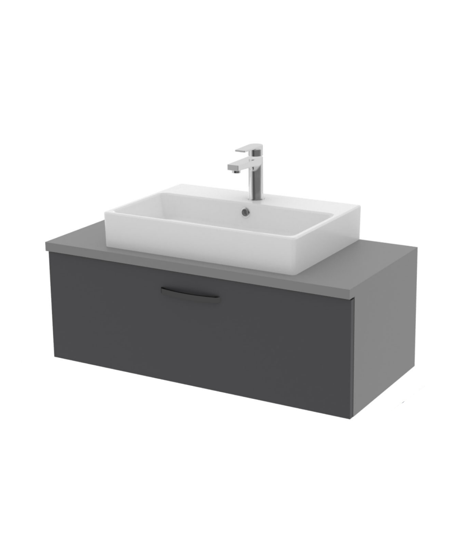 D10 Next Lavabo Dolabı Çekmeceli 100 cm Gri Gövde Antrasit Kapak